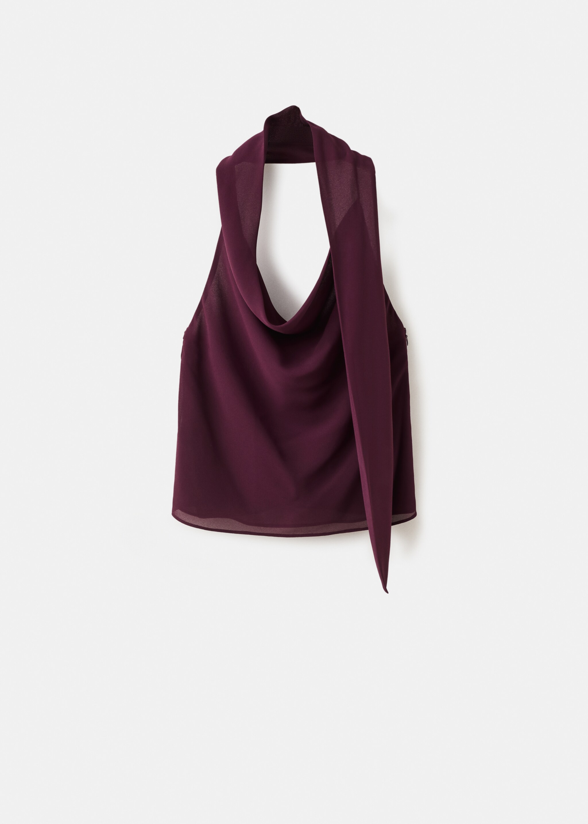 Draped neck scarf top - Article without model, Maroon. Ref: 27037155-00.