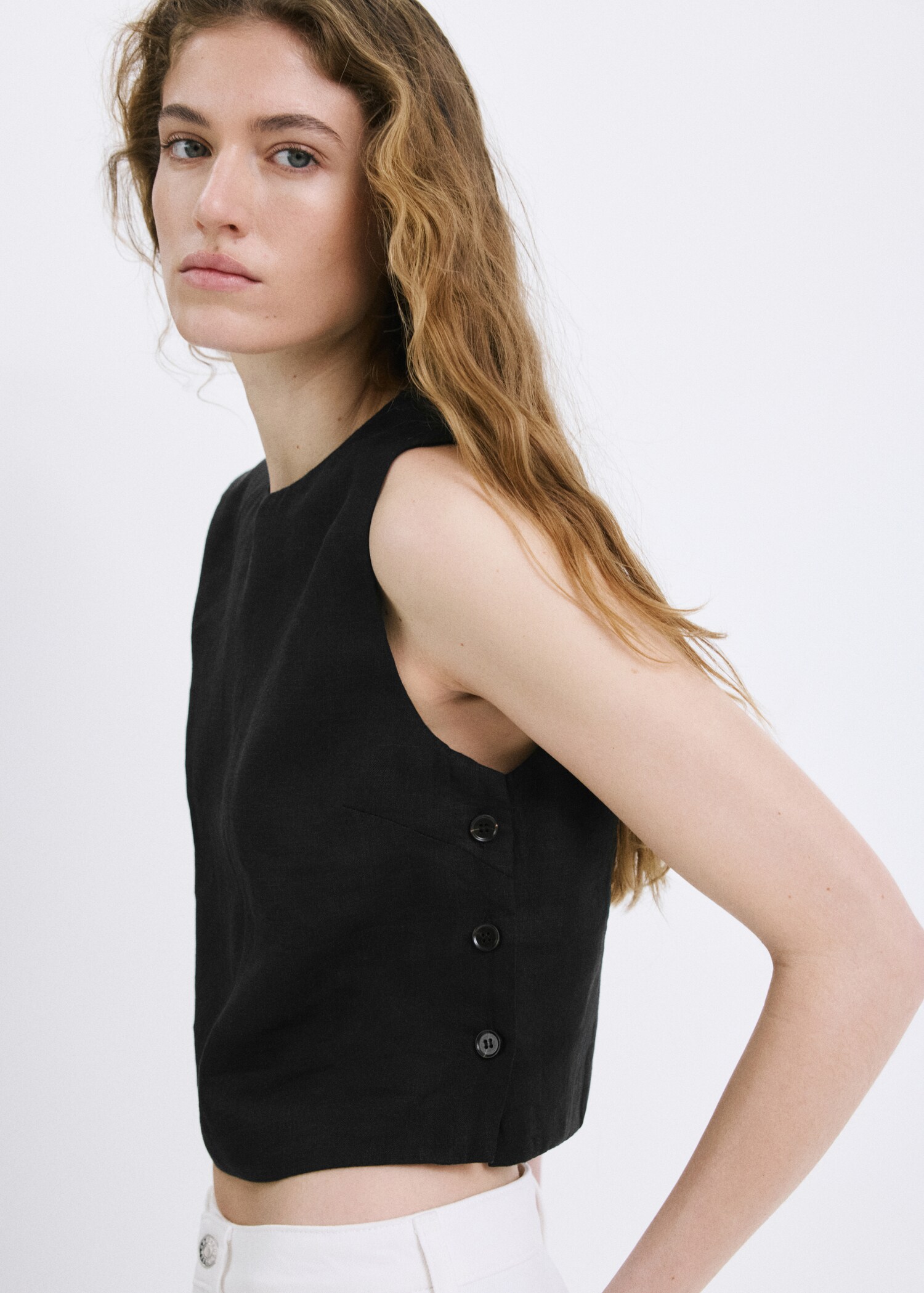 100% linen crop top - Medium plane