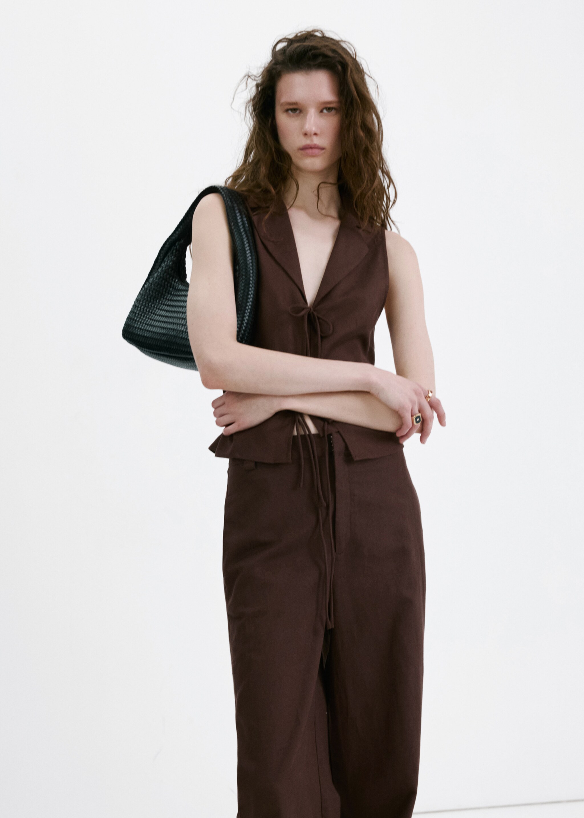 Tie strap top - Medium plane, Chocolate. Ref: 27037160-00.