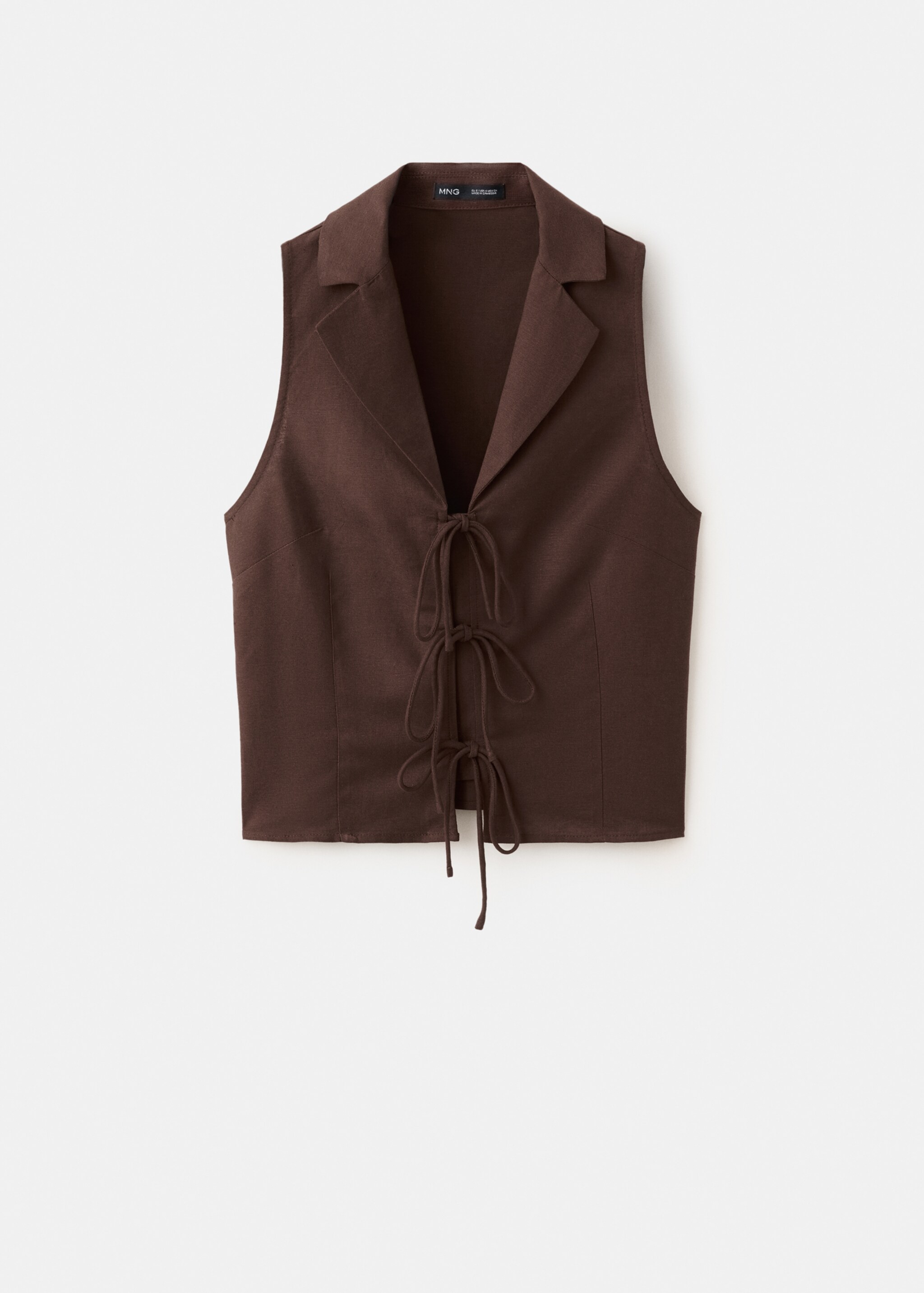 Débardeur à bretelles avec nœuds - Article sans modèle, Chocolat. Ref: 27037160-00.