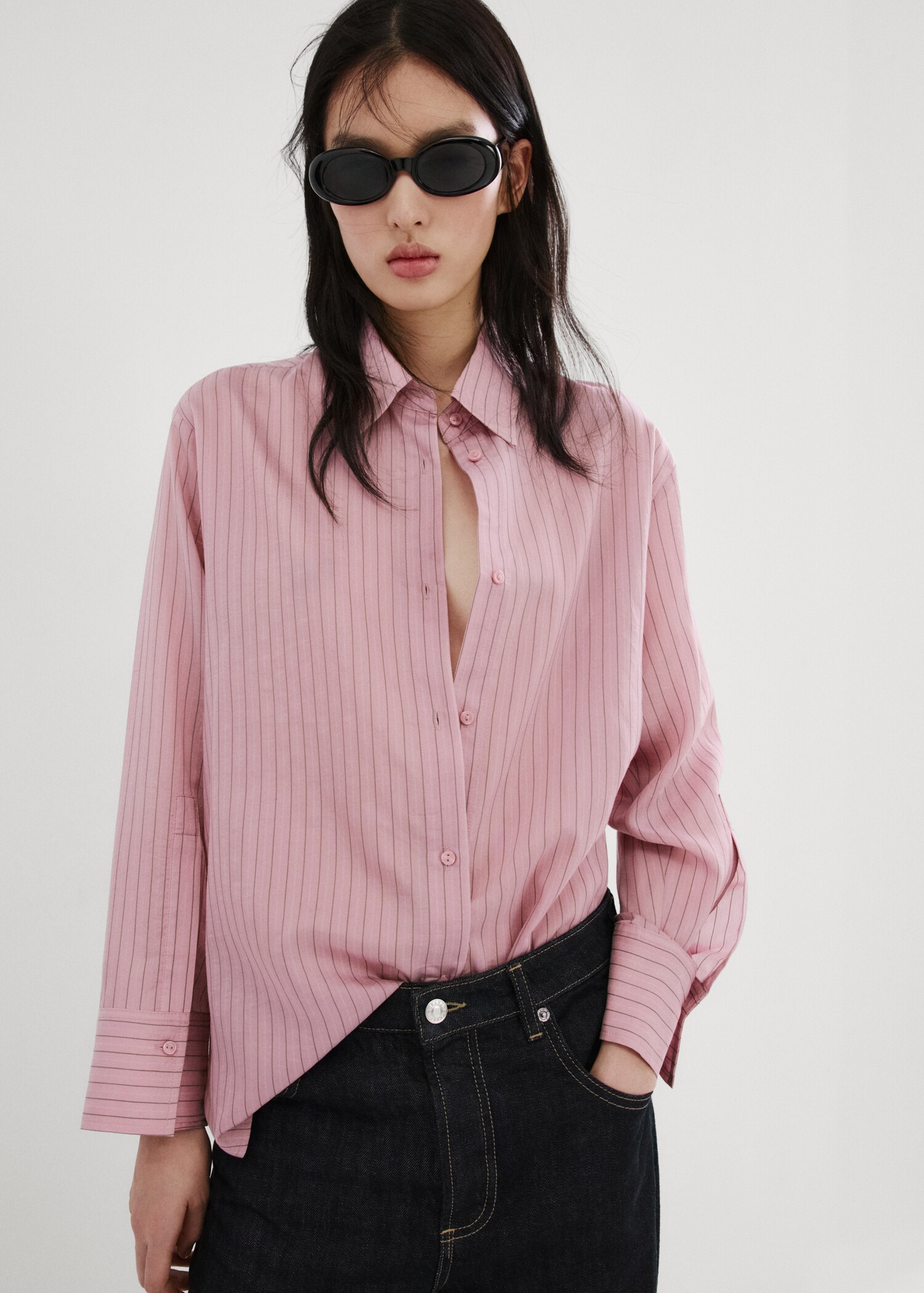 Chemise rayures lyocell - Plan moyen