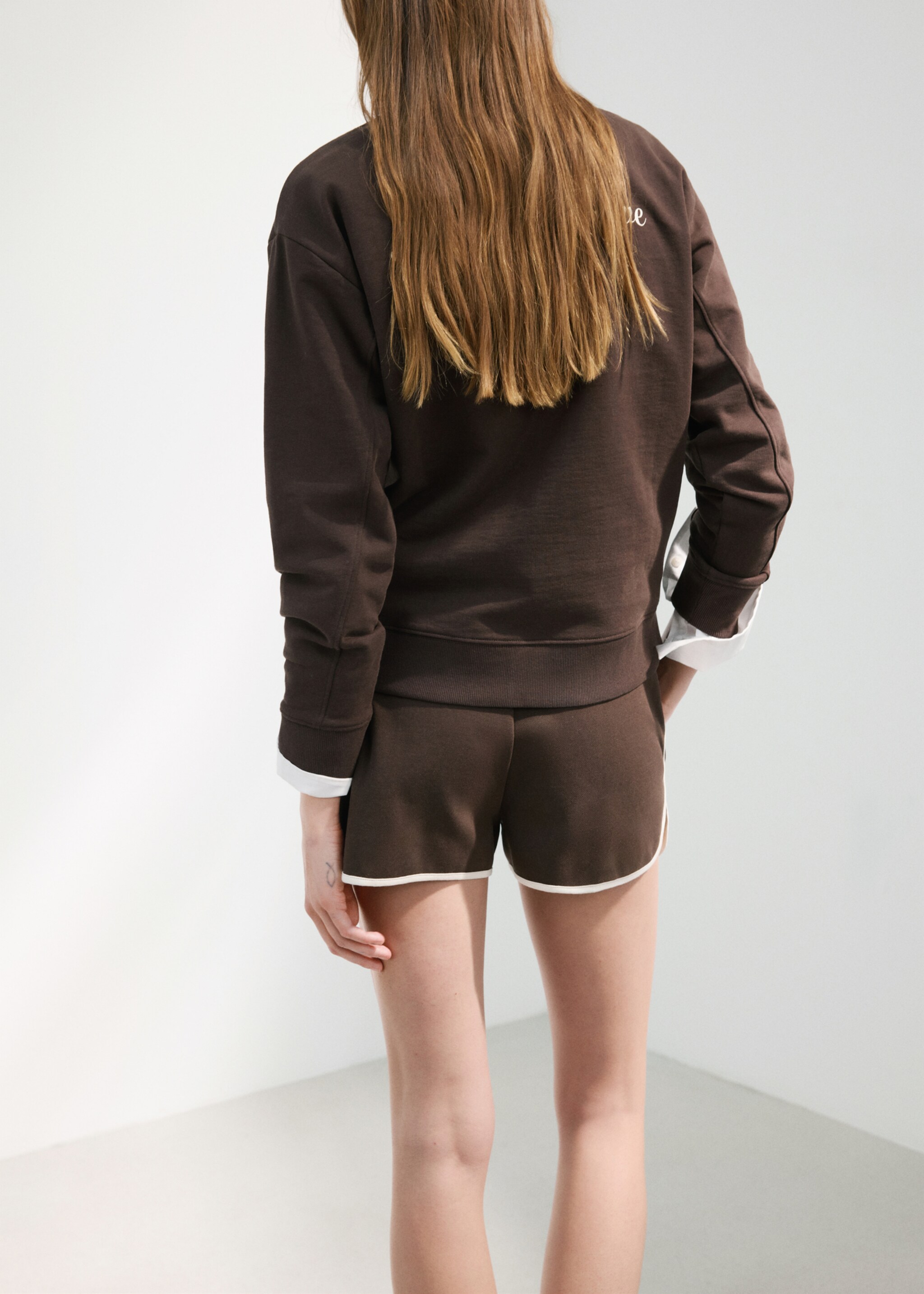 Oversized sweatshirt with printed message - Reverse of the article, Brown. Ref: 27037164-00.