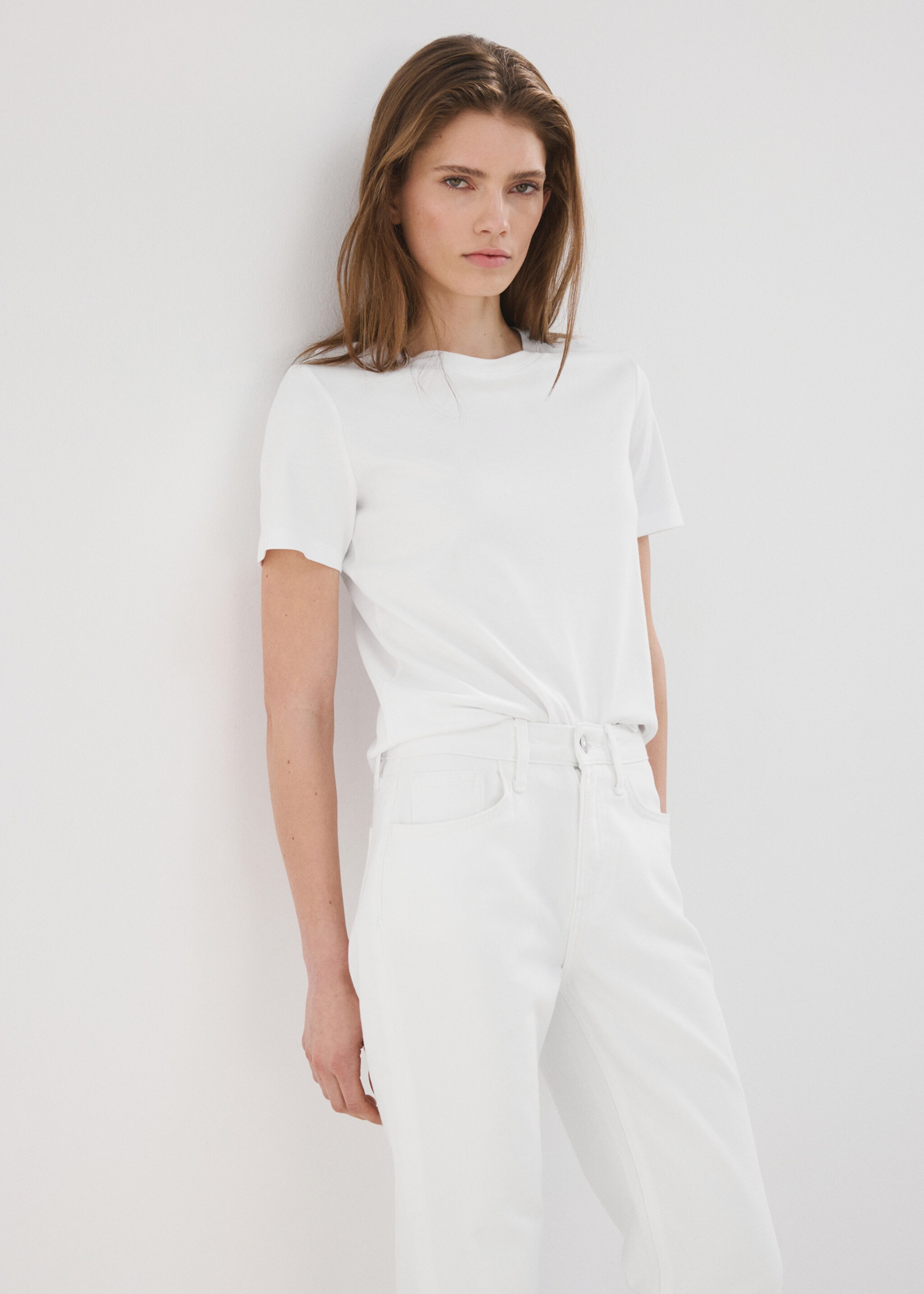 Matilda high-rise straight jeans - Details of the article 1, White. Ref: 27037168-00.