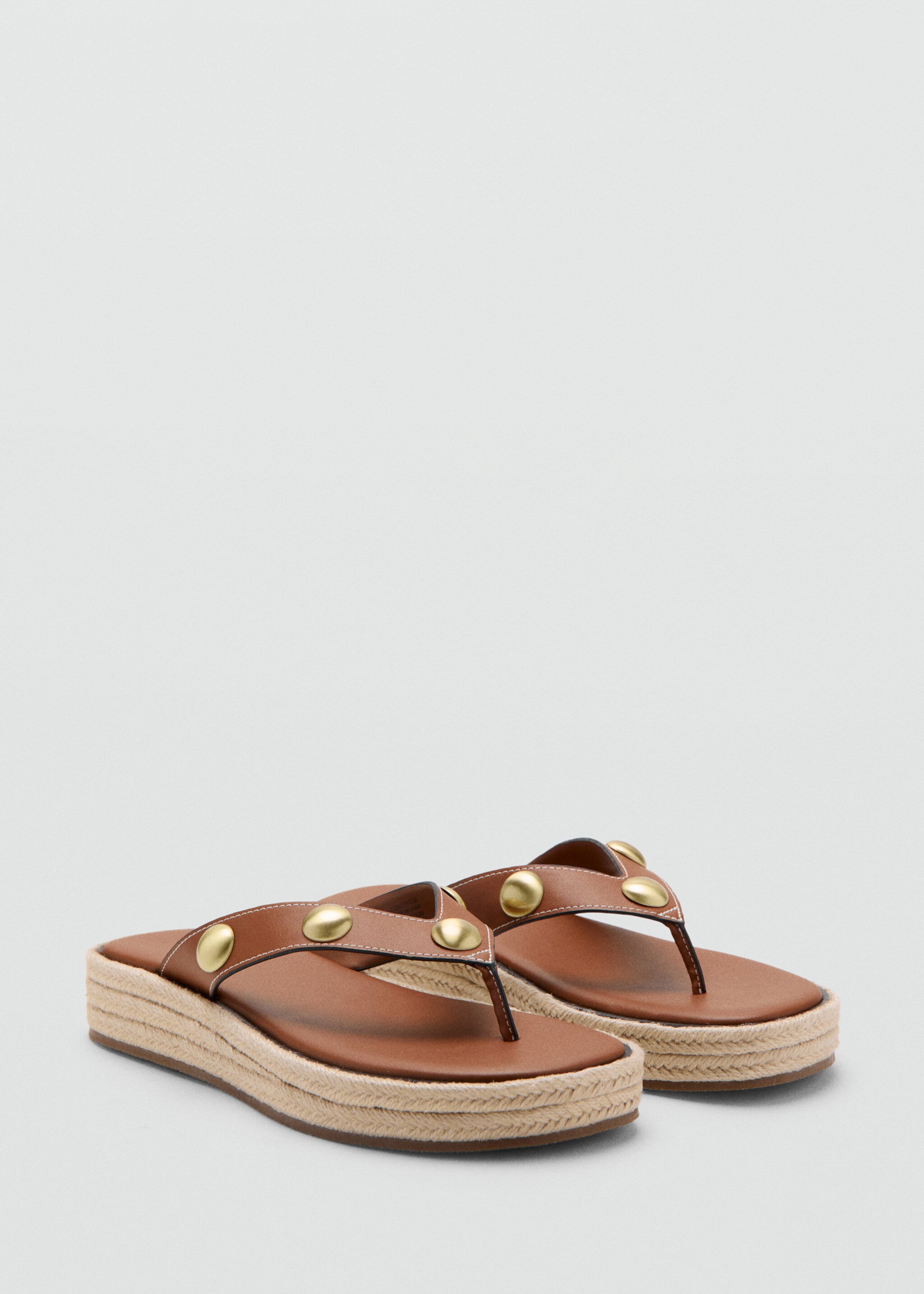 Esparto sandals with studs - Medium plane, Brown. Ref: 27037779-00.
