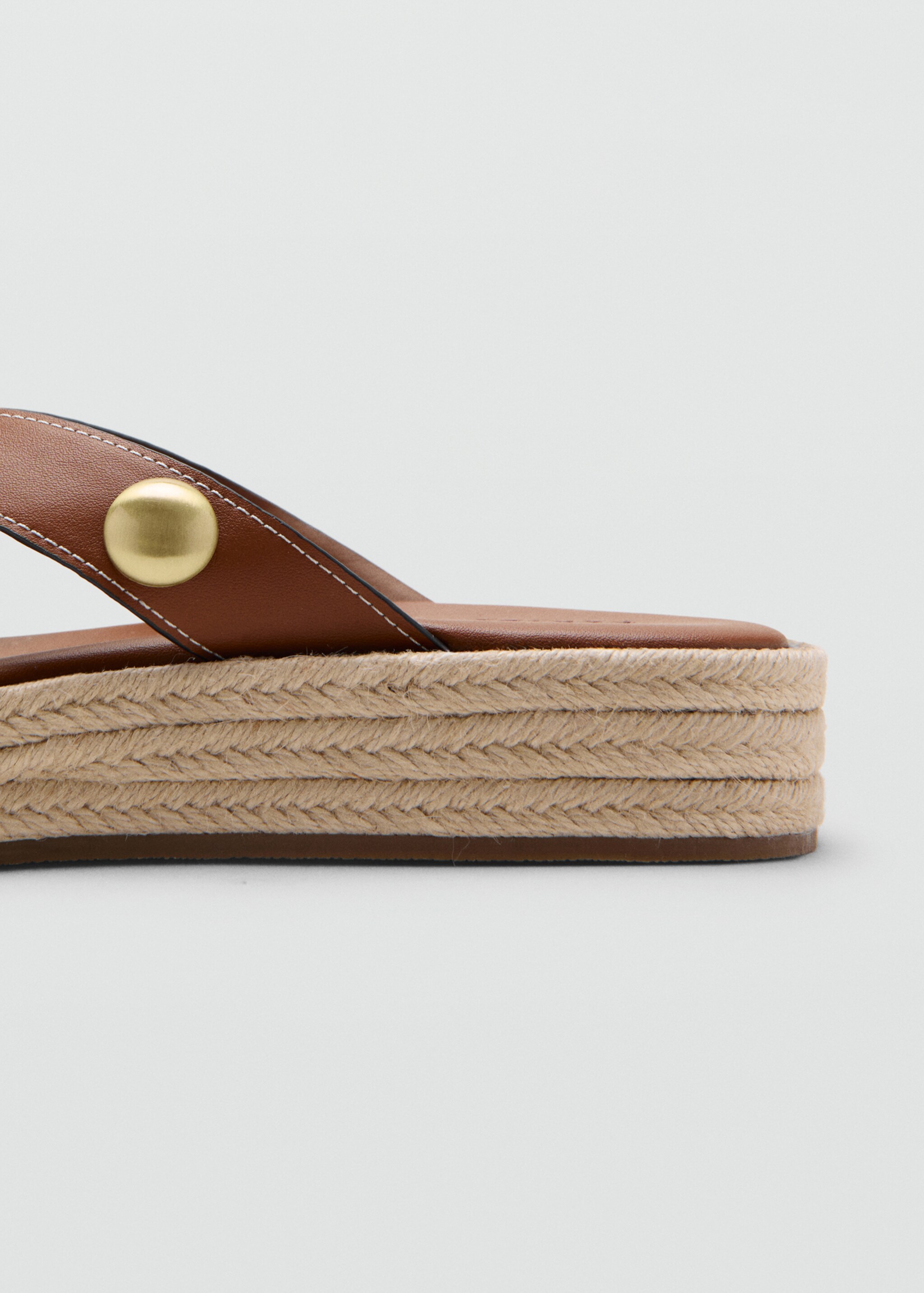 Esparto sandals with studs - Details of the article 1, Brown. Ref: 27037779-00.