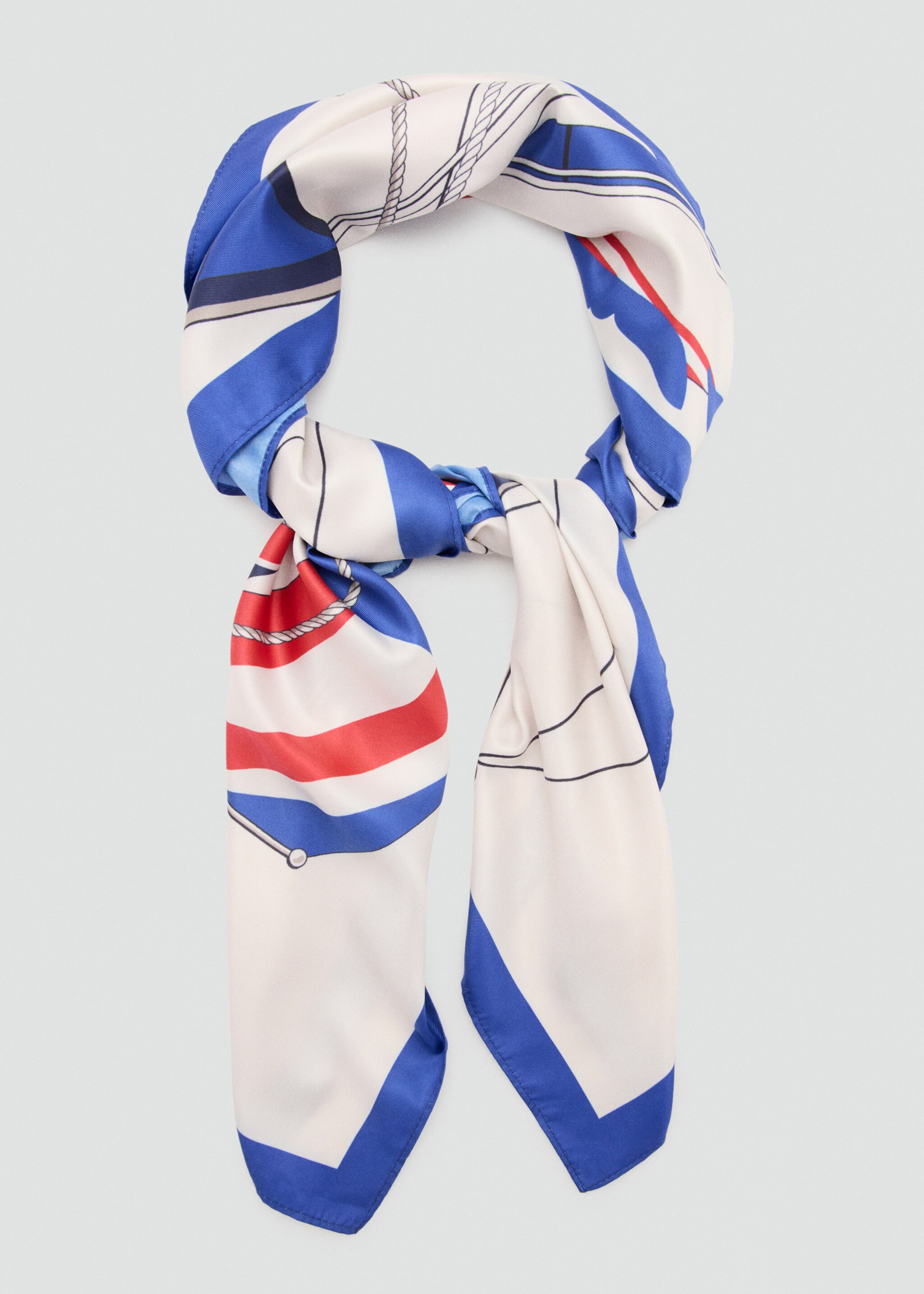 Boat print scarf - تفاصيل المنتج 1, أزرق غامق. Ref: 27037793-00.
