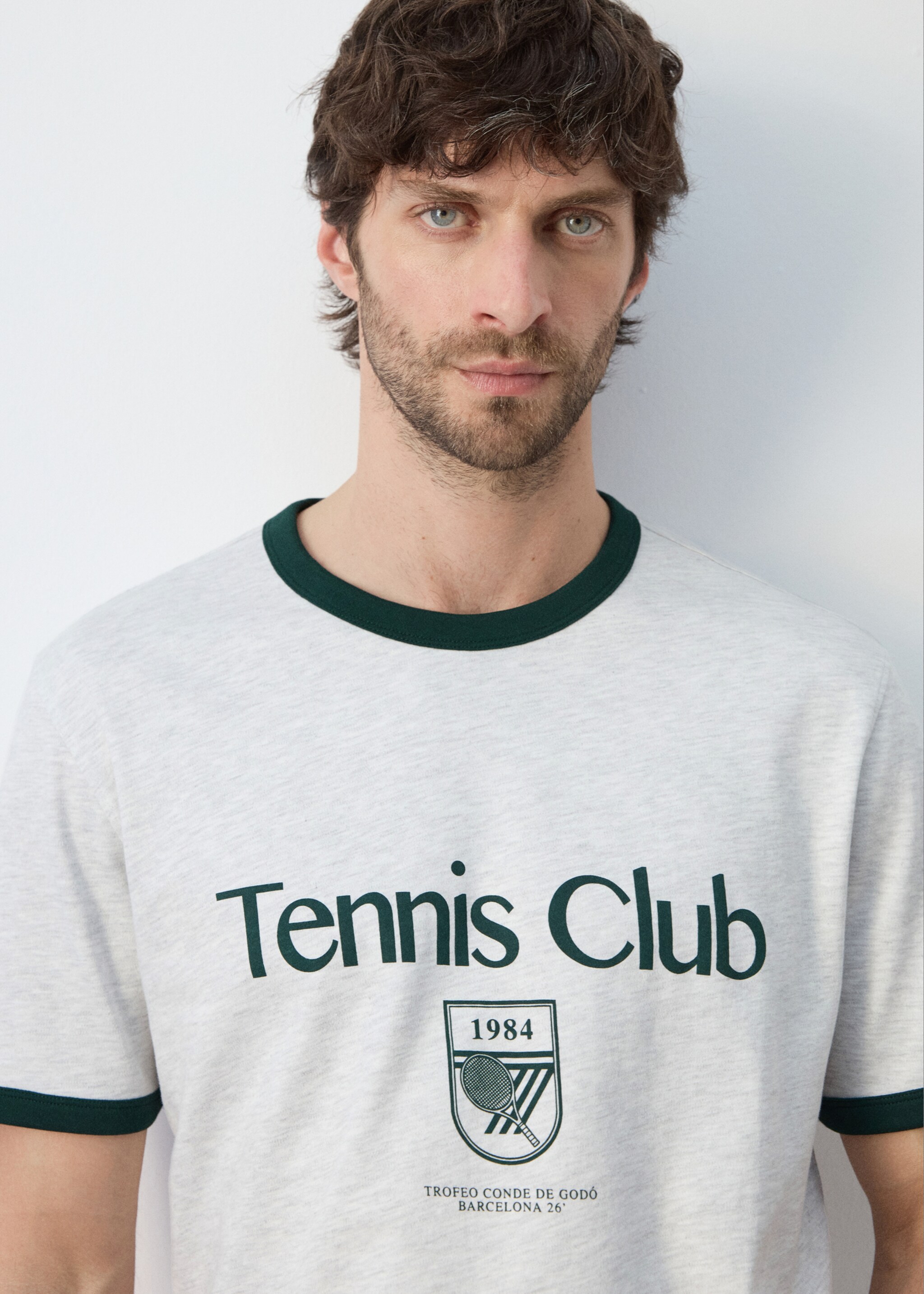 T-shirt coton liserés contrastants - Détail de l'article 1, Gris. Ref: 27037794-00.