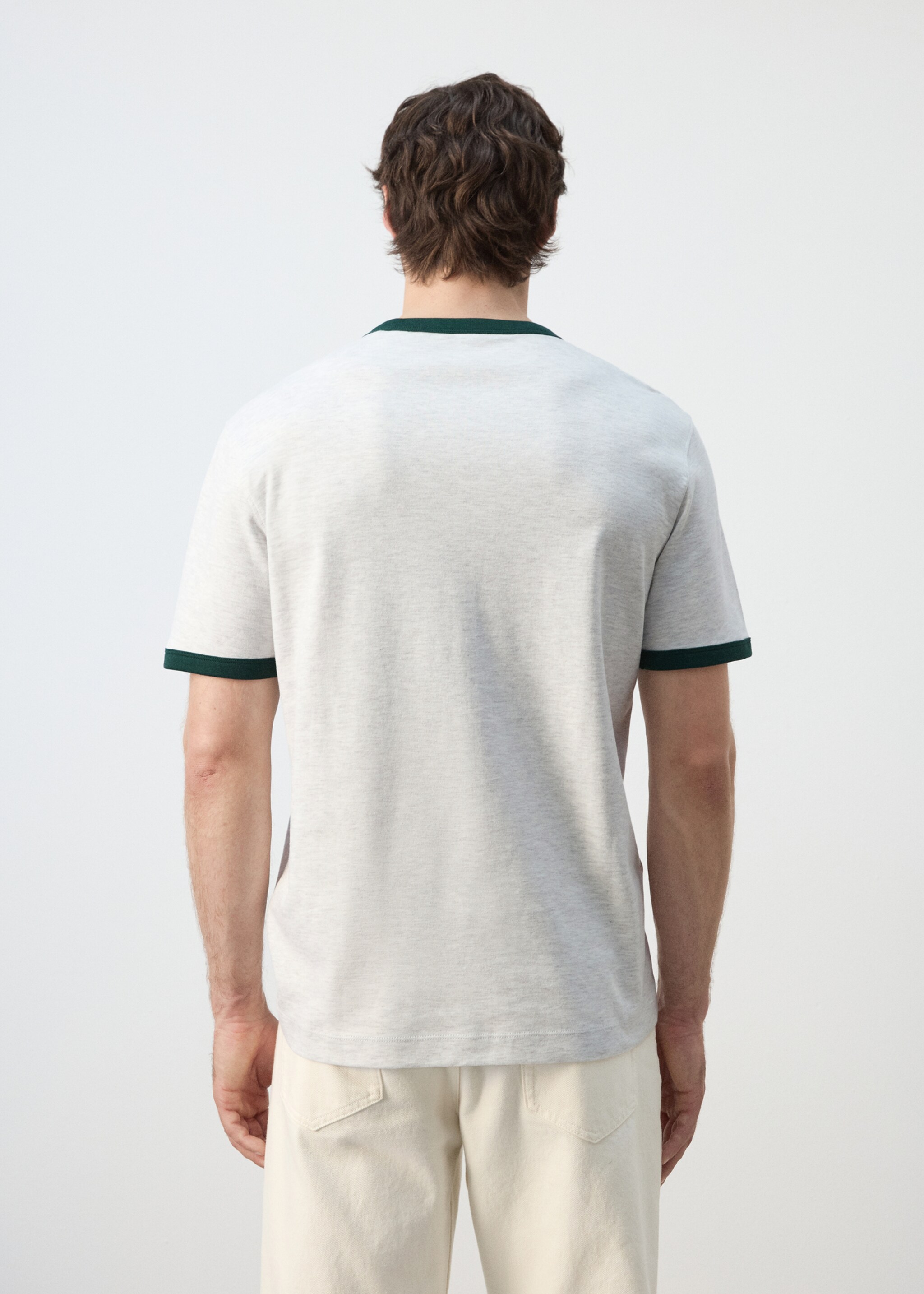 T-shirt coton liserés contrastants - Verso de l’article, Gris. Ref: 27037794-00.