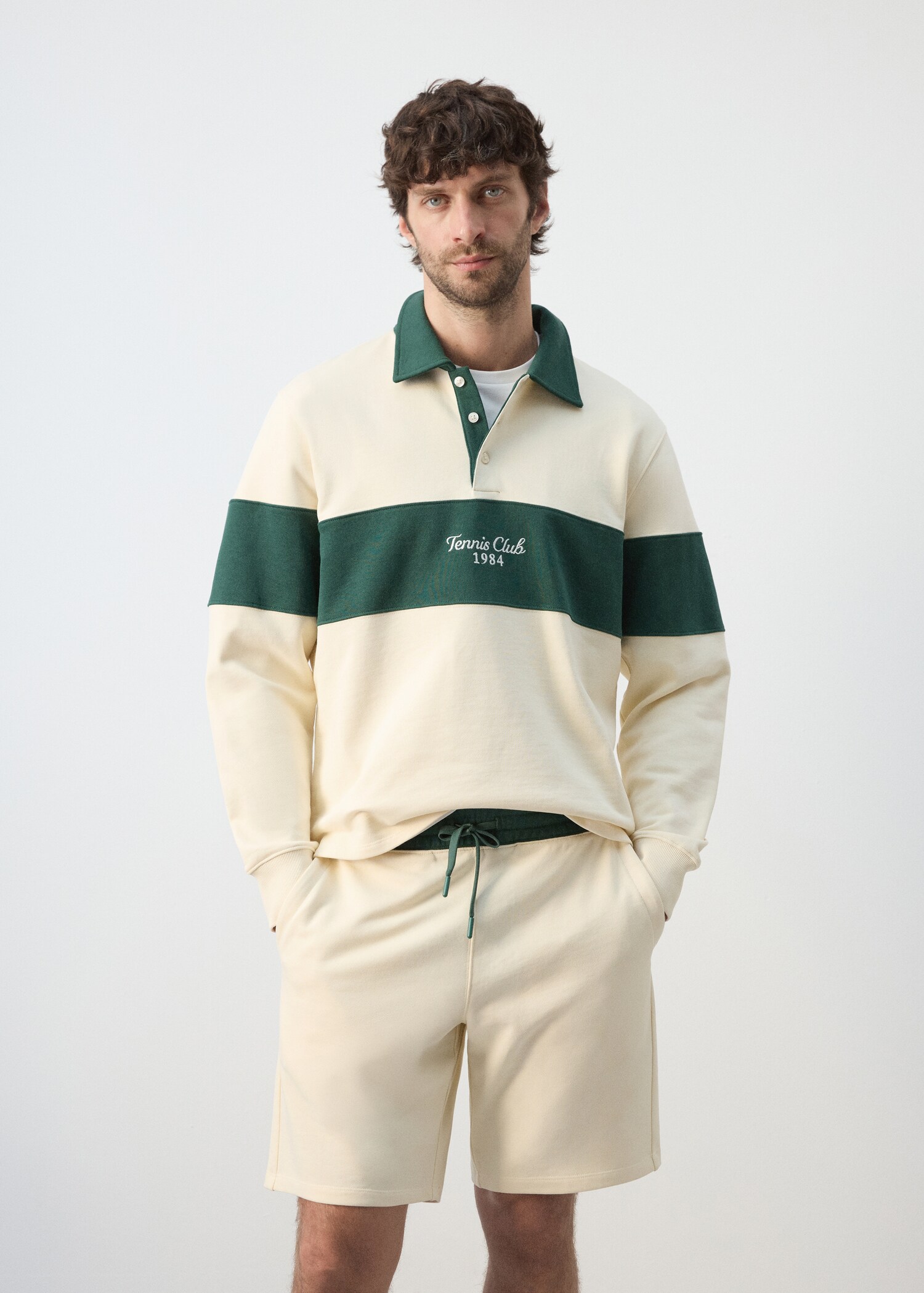 Striped polo sweatshirt in 100% cotton - Medium plane