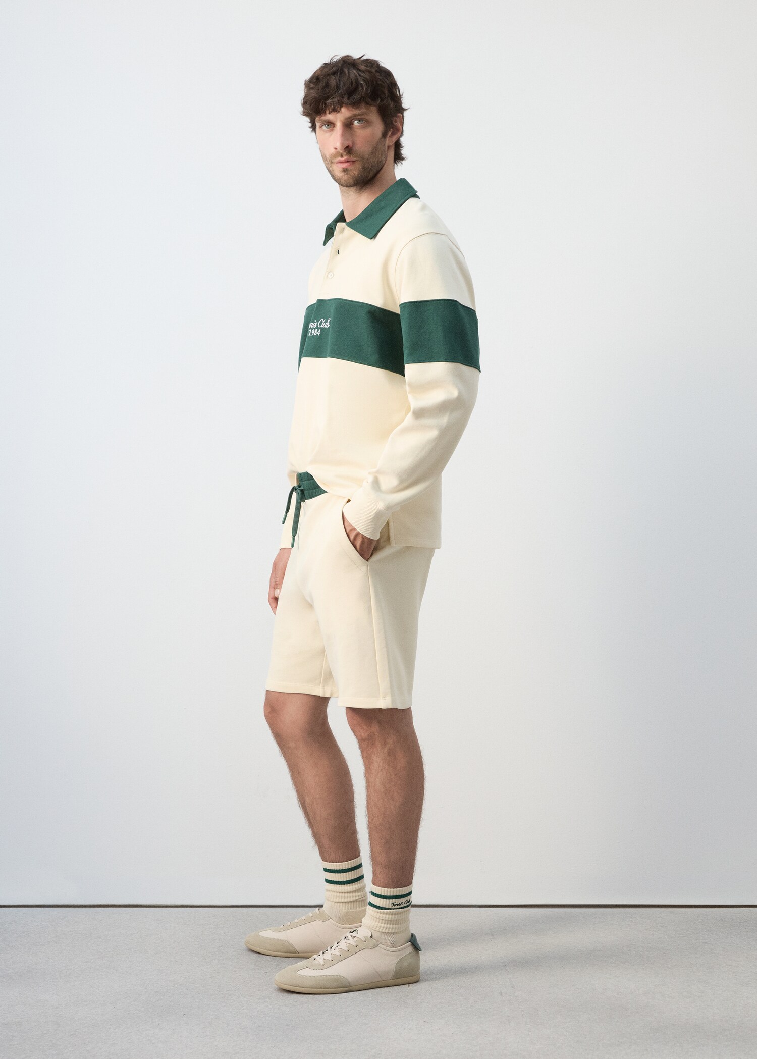 Striped polo sweatshirt in 100% cotton - Details of the article 2