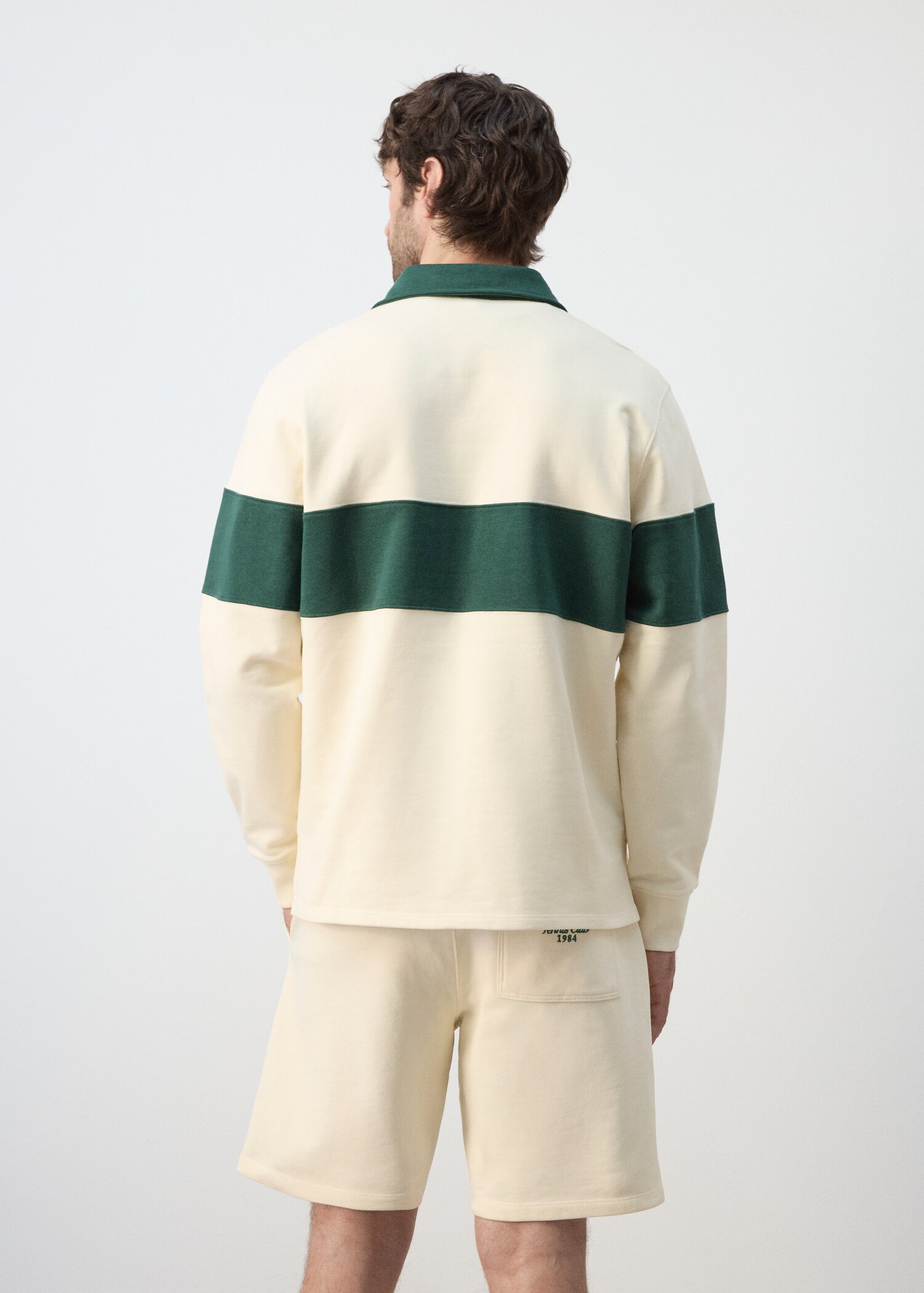 Striped polo sweatshirt in 100% cotton - Reverse of the article