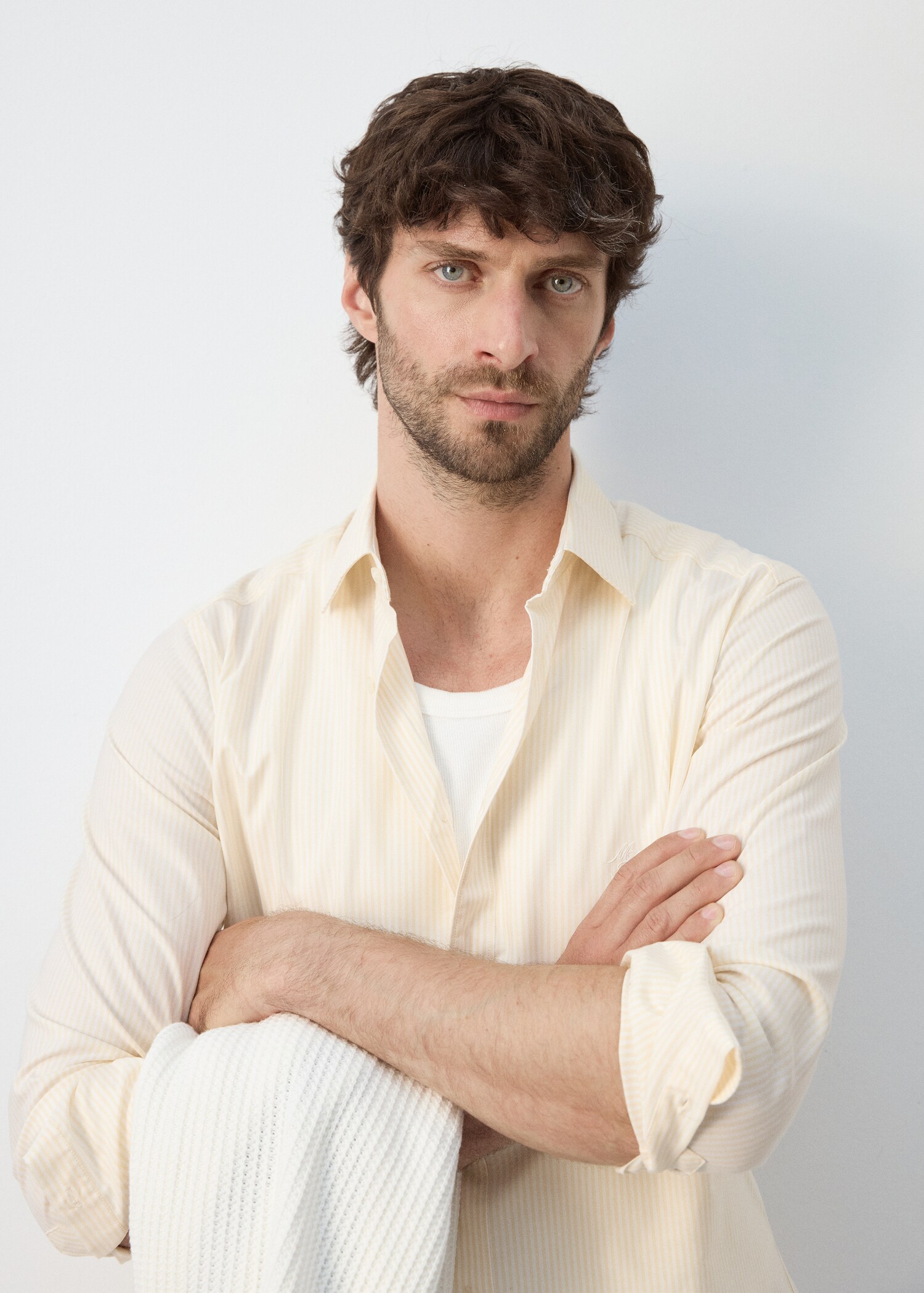 Regular-fit striped 100% cotton shirt - Details of the article 1