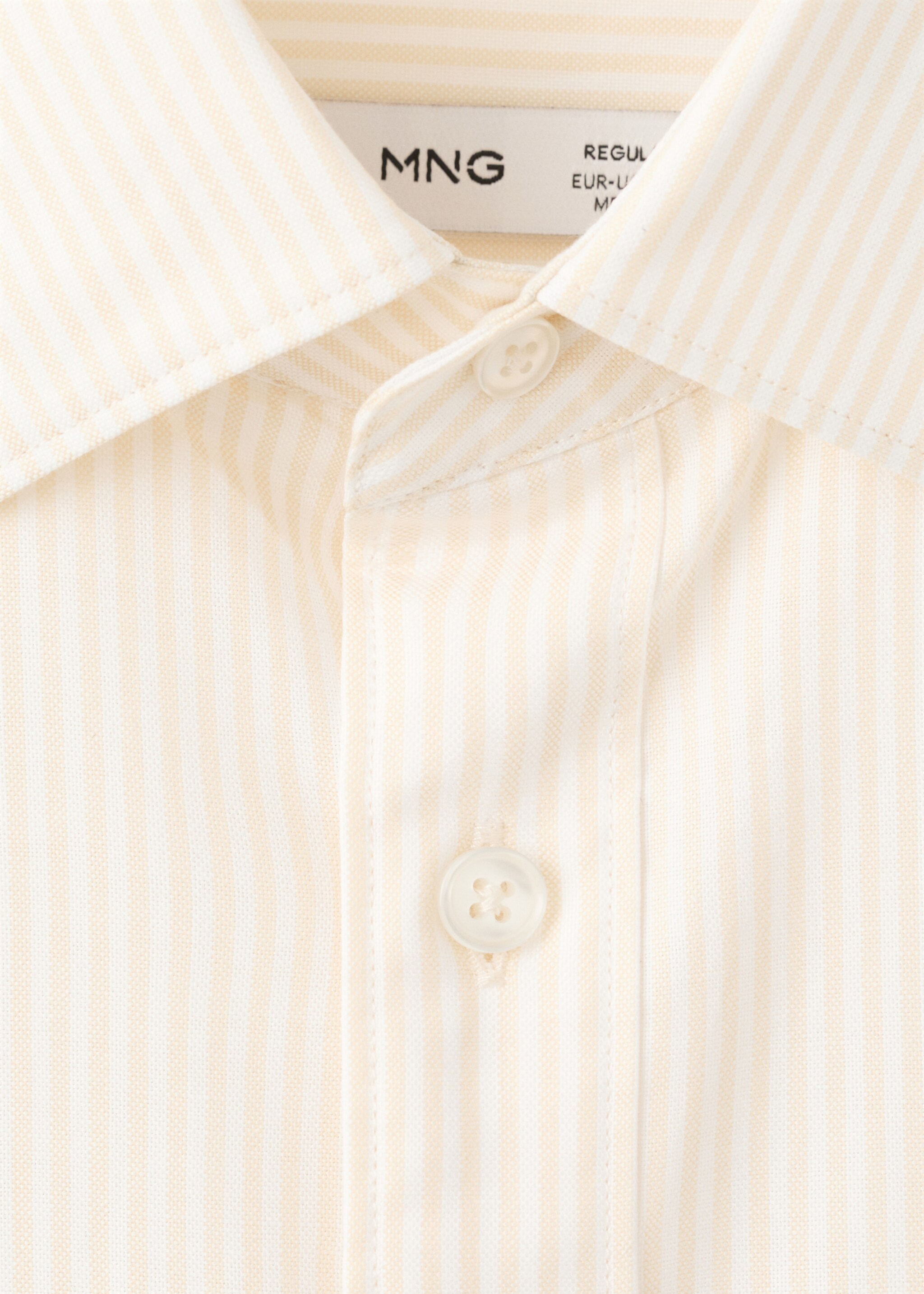 Regular-fit striped 100% cotton shirt - Details of the article 8, Pastel Yellow. Ref: 27037799-00.