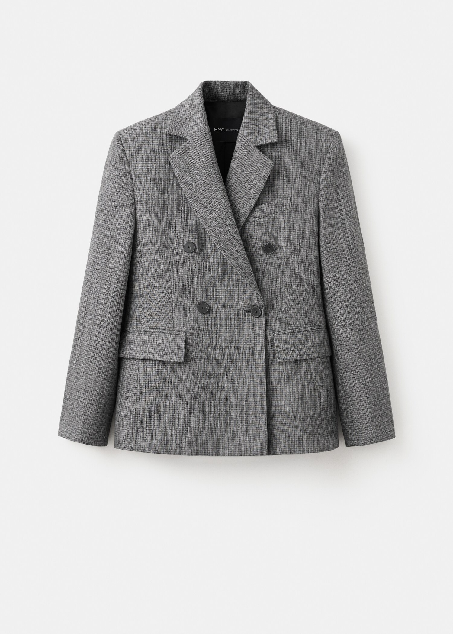 Двубортный костюмный пиджак с меланжевым эффектом - Изделие без модели