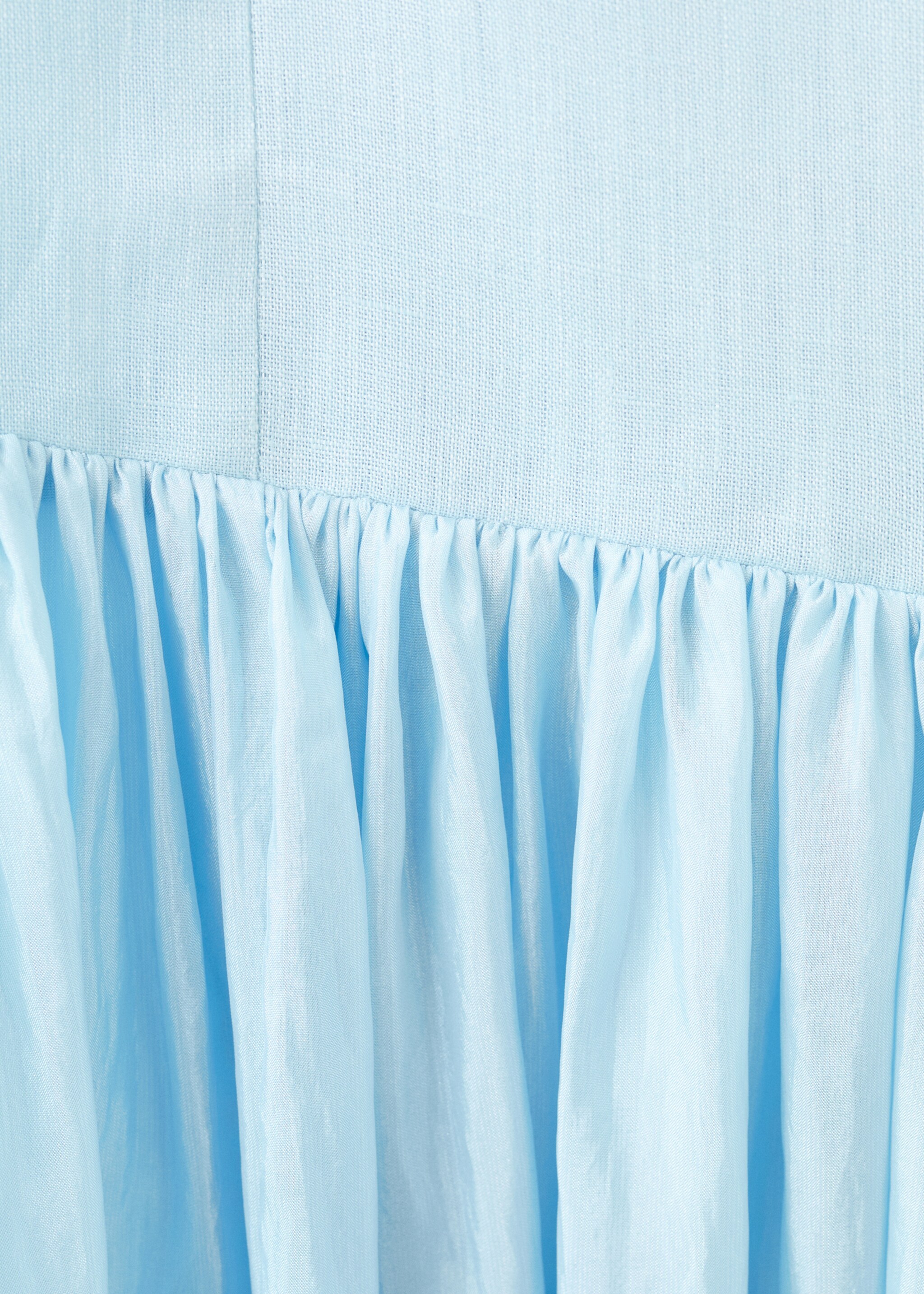 Ruched linen dress - Details of the article 0, Sky Blue. Ref: 27037802-00.