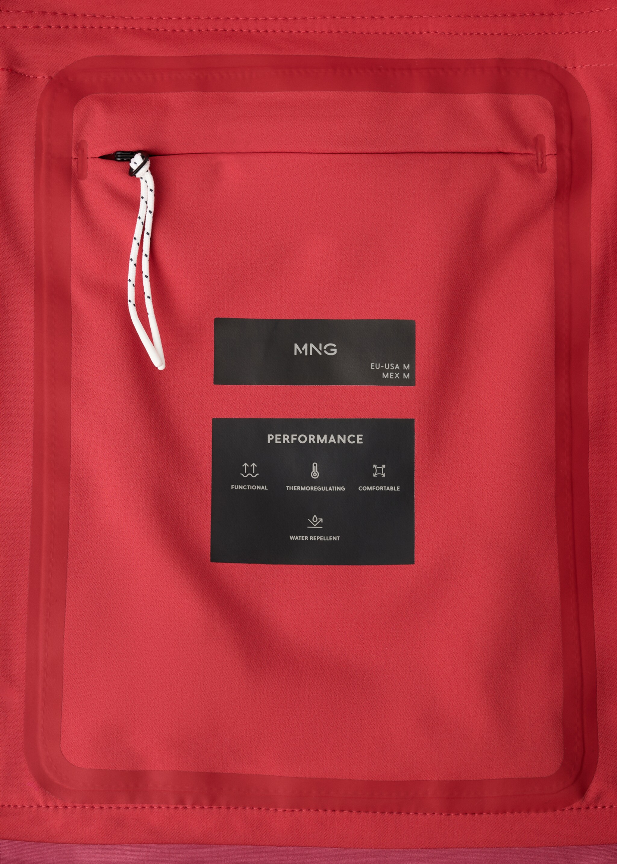 Water-repellent hooded jacket - Details of the article 0, Red. Ref: 27037897-00.