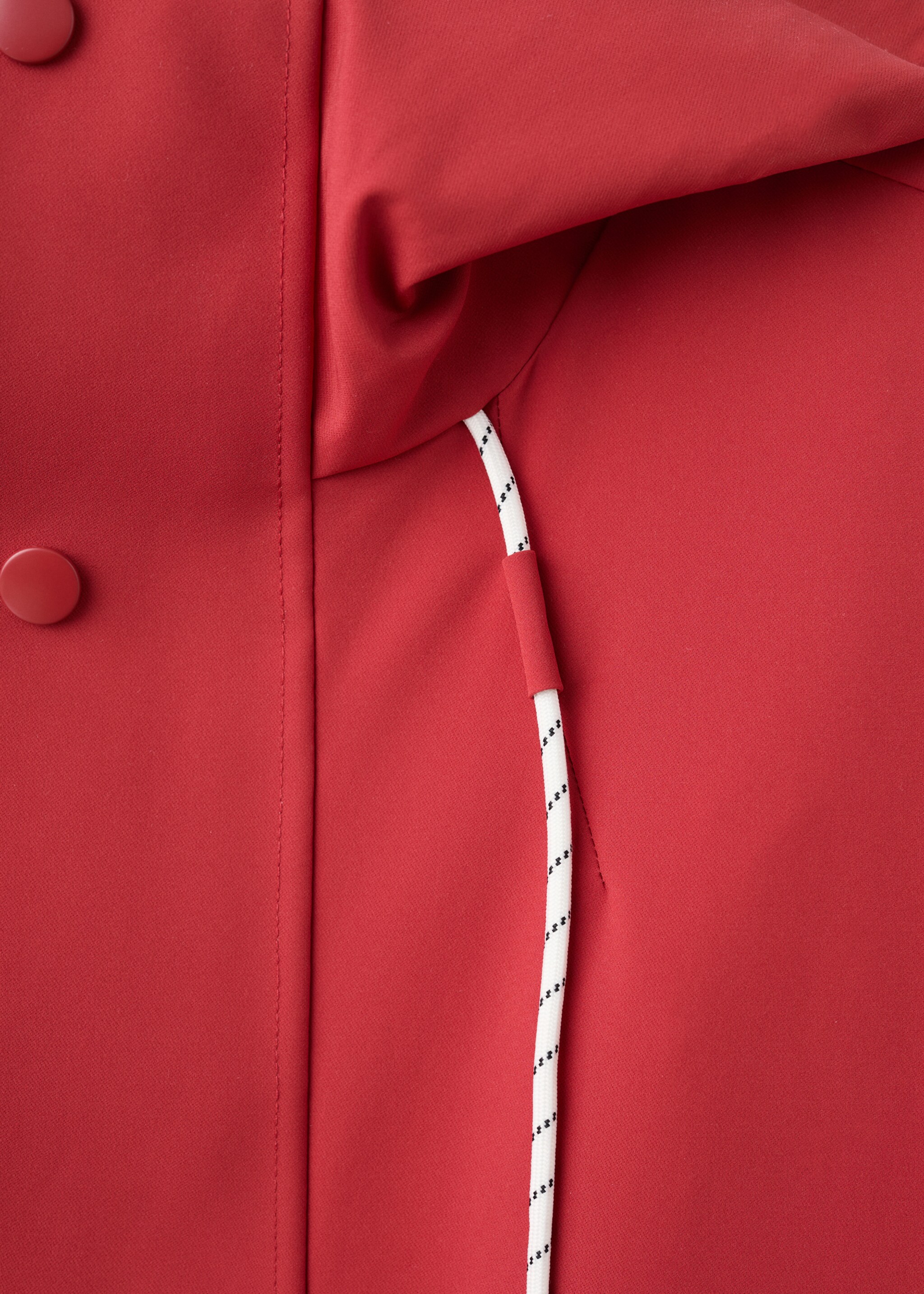 Water-repellent hooded jacket - Details of the article 8, Red. Ref: 27037897-00.