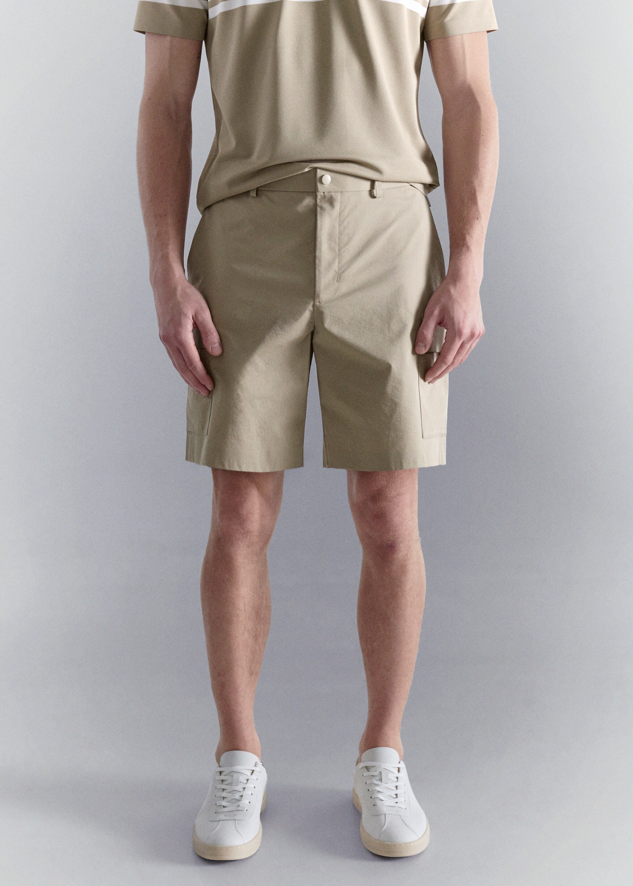Bermudas cargo water-repellent - Plano medio, Beige. Ref: 27037898-00.