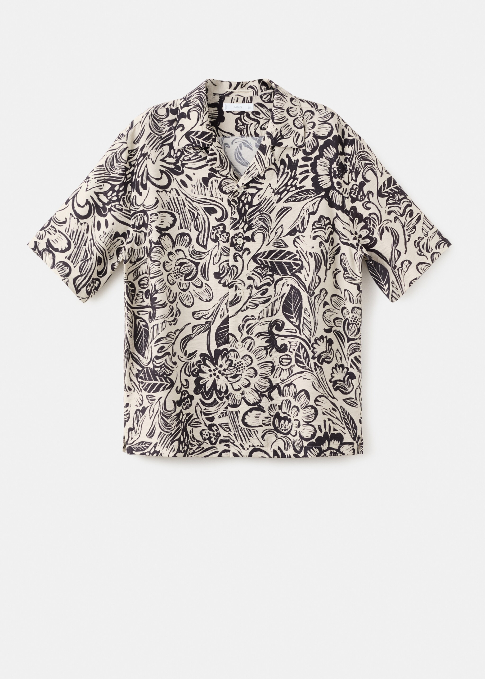 Chemise fluide imprimée col bowling - Article sans modèle, Beige. Ref: 27037899-00.