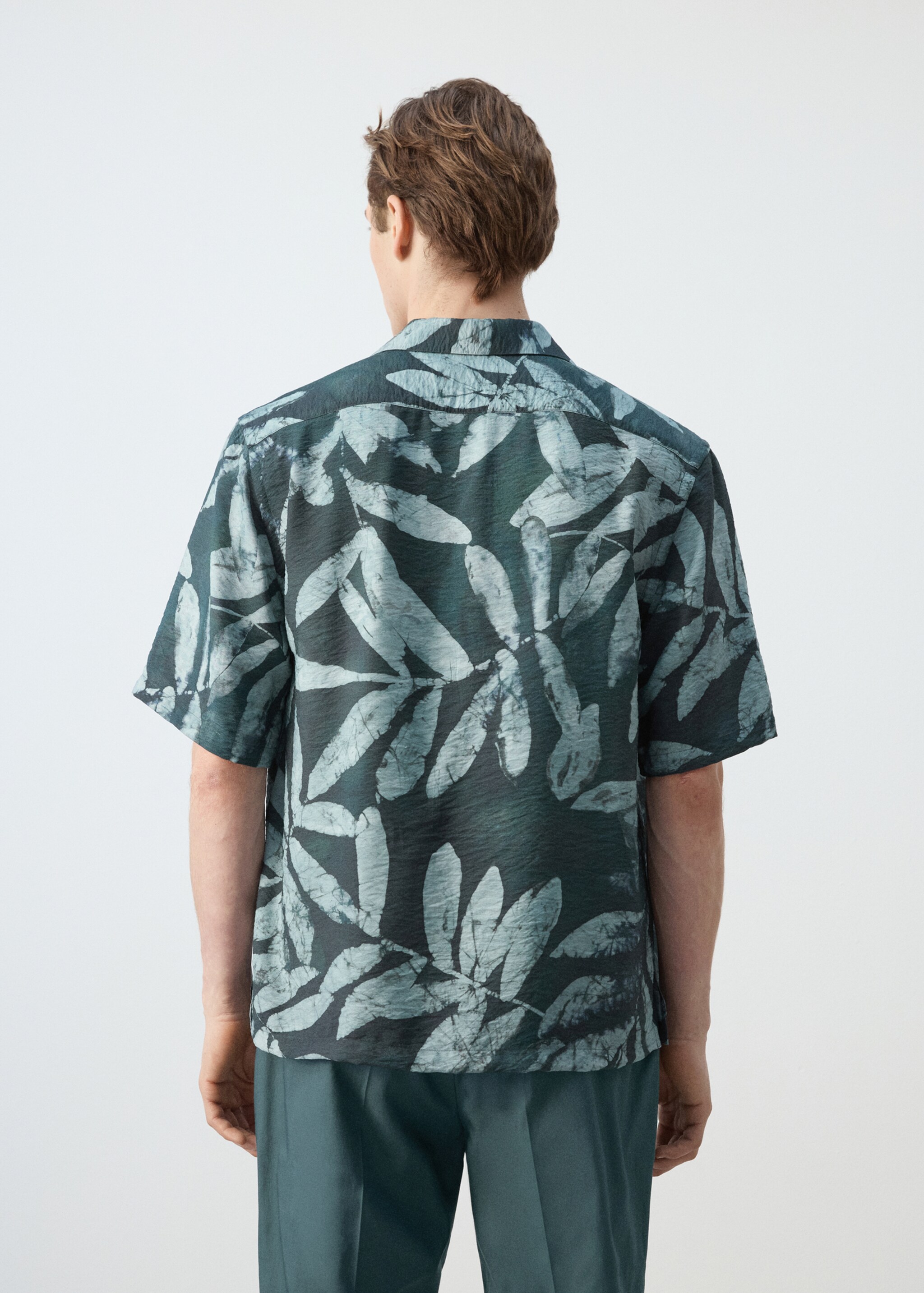 Regular-fit printed shirt - Reverse of the article, Emerald Green. Ref: 27037900-00.
