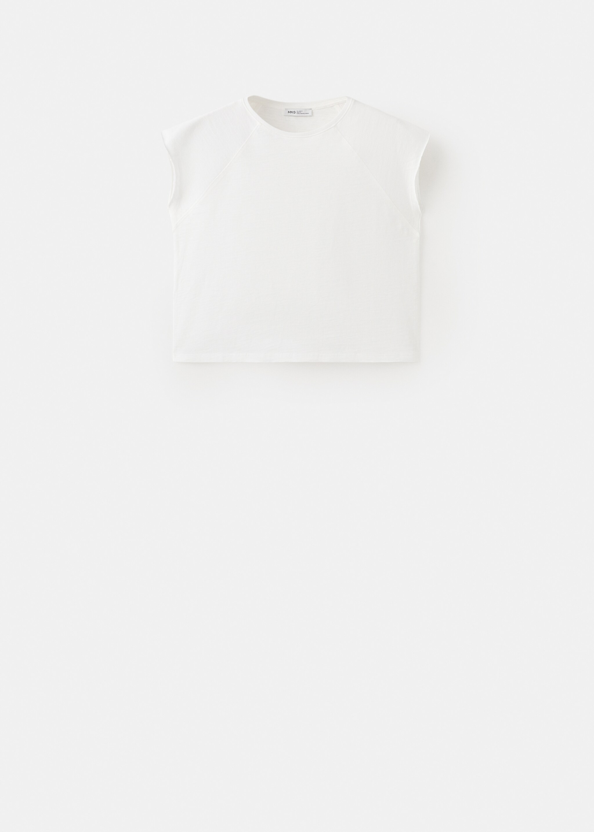 T-shirt crop coton - Article sans modèle, Blanc cassé. Ref: 27037906-00.