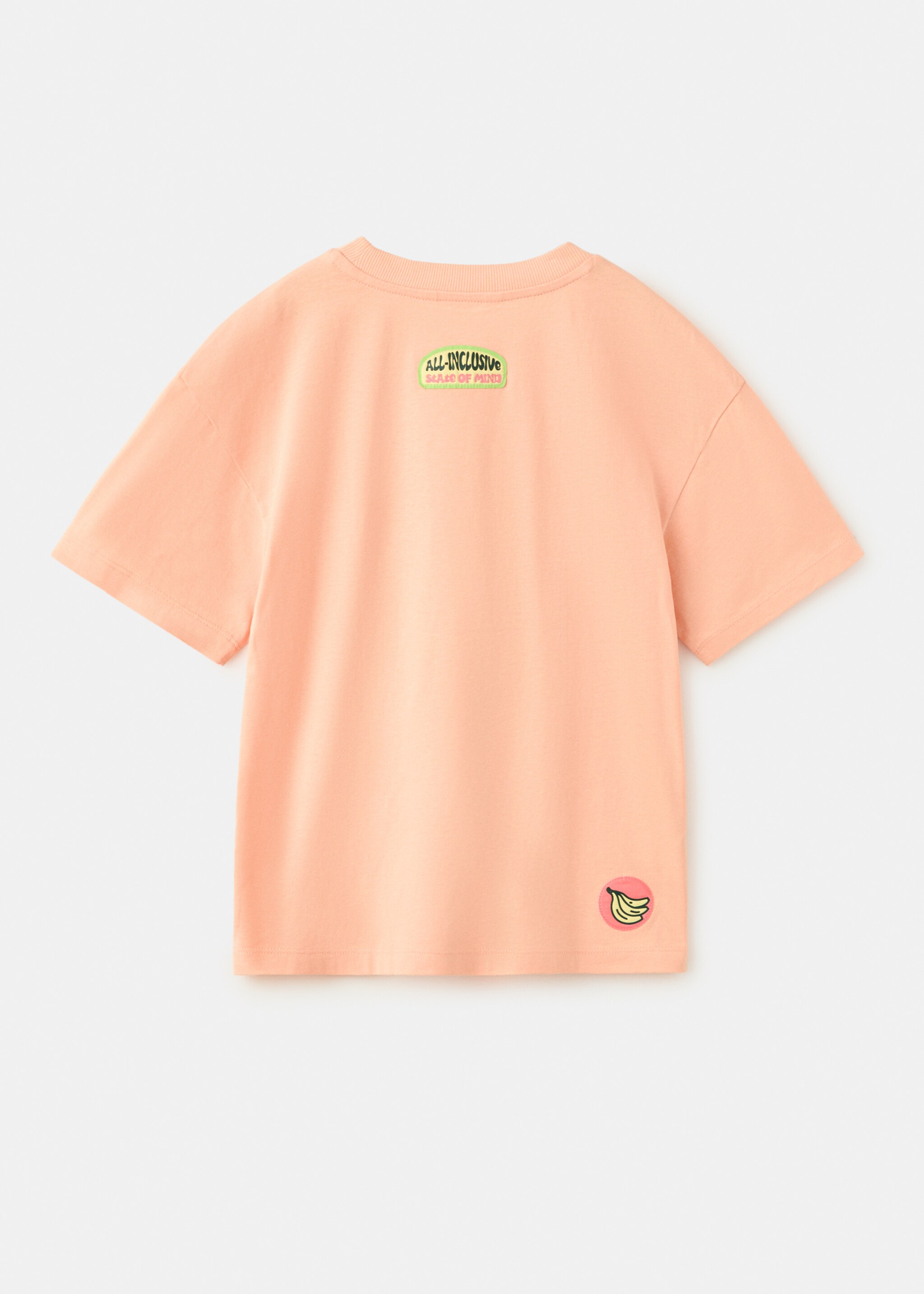 Printed cotton-blend t-shirt - Reverse of the article, Peach. Ref: 27037913-00.