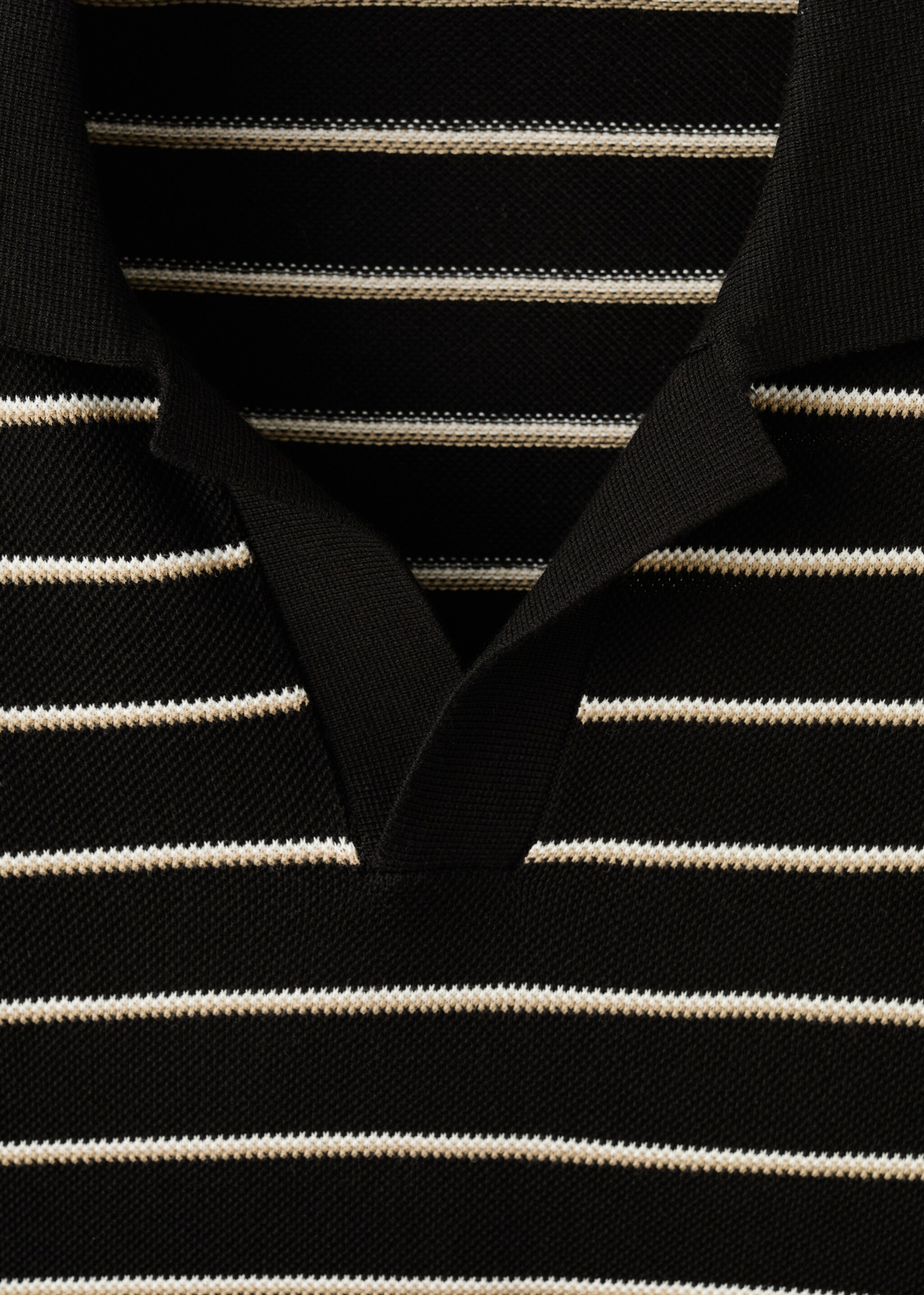 قميص بولو قطني منسوج مخطط - تفاصيل المنتج 8, أسود. Ref: 27037914-00.