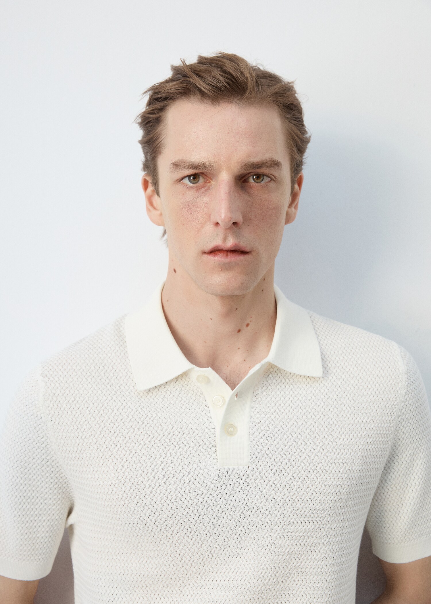 Fine-knit ribbed cotton polo shirt - Details of the article 1