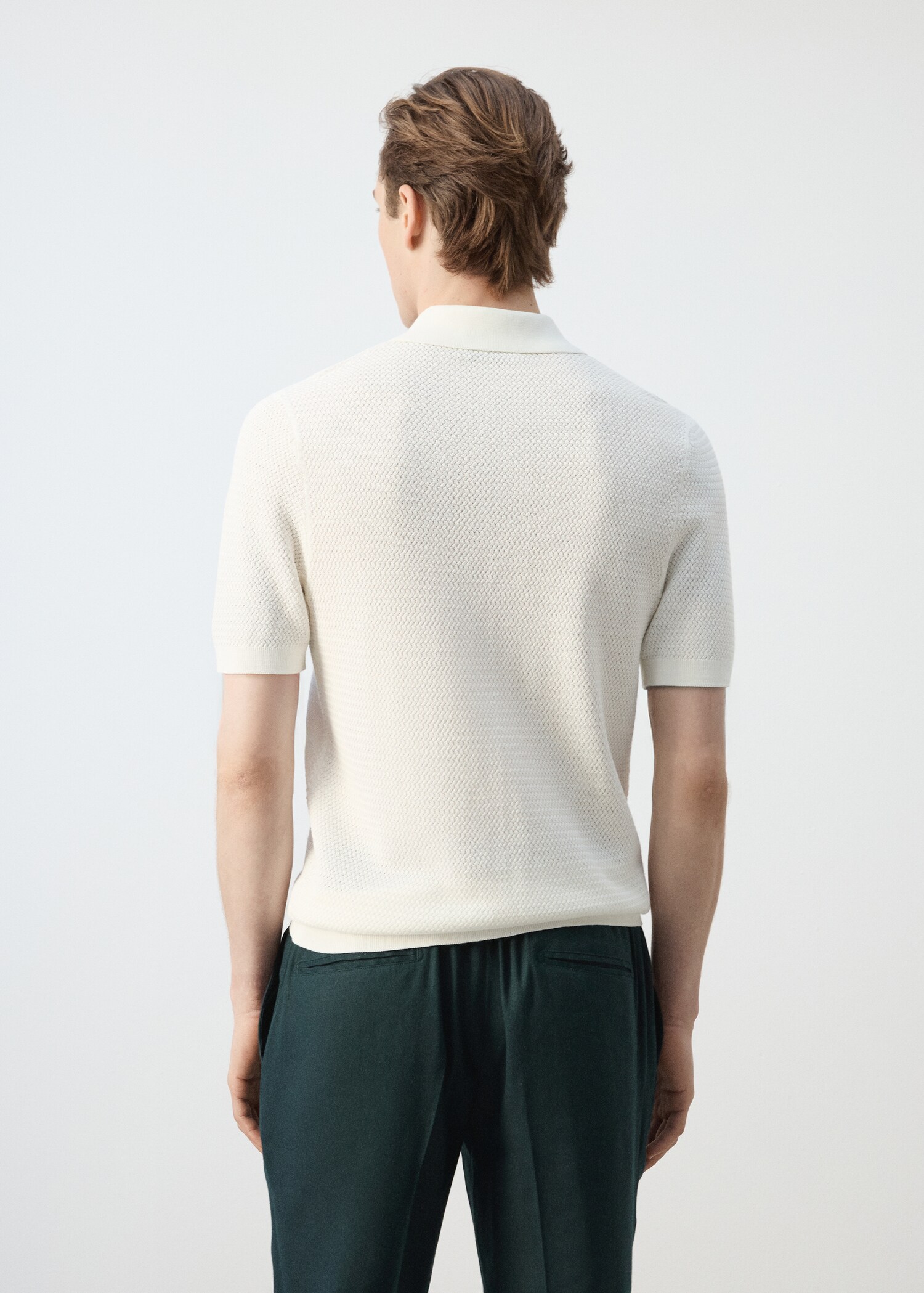 Fine-knit ribbed cotton polo shirt - Reverse of the article