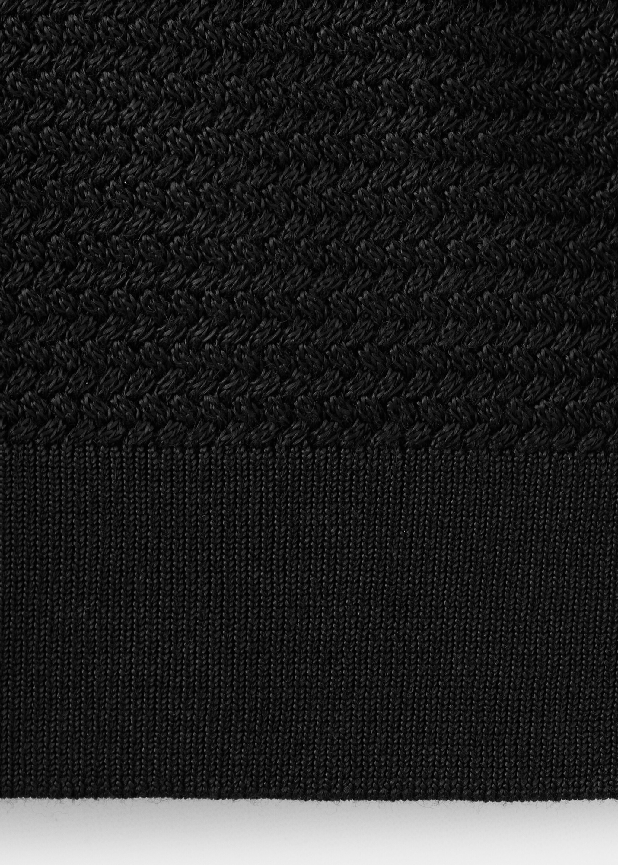 Fine-knit ribbed cotton polo shirt - Details of the article 0, Black. Ref: 27037915-00.