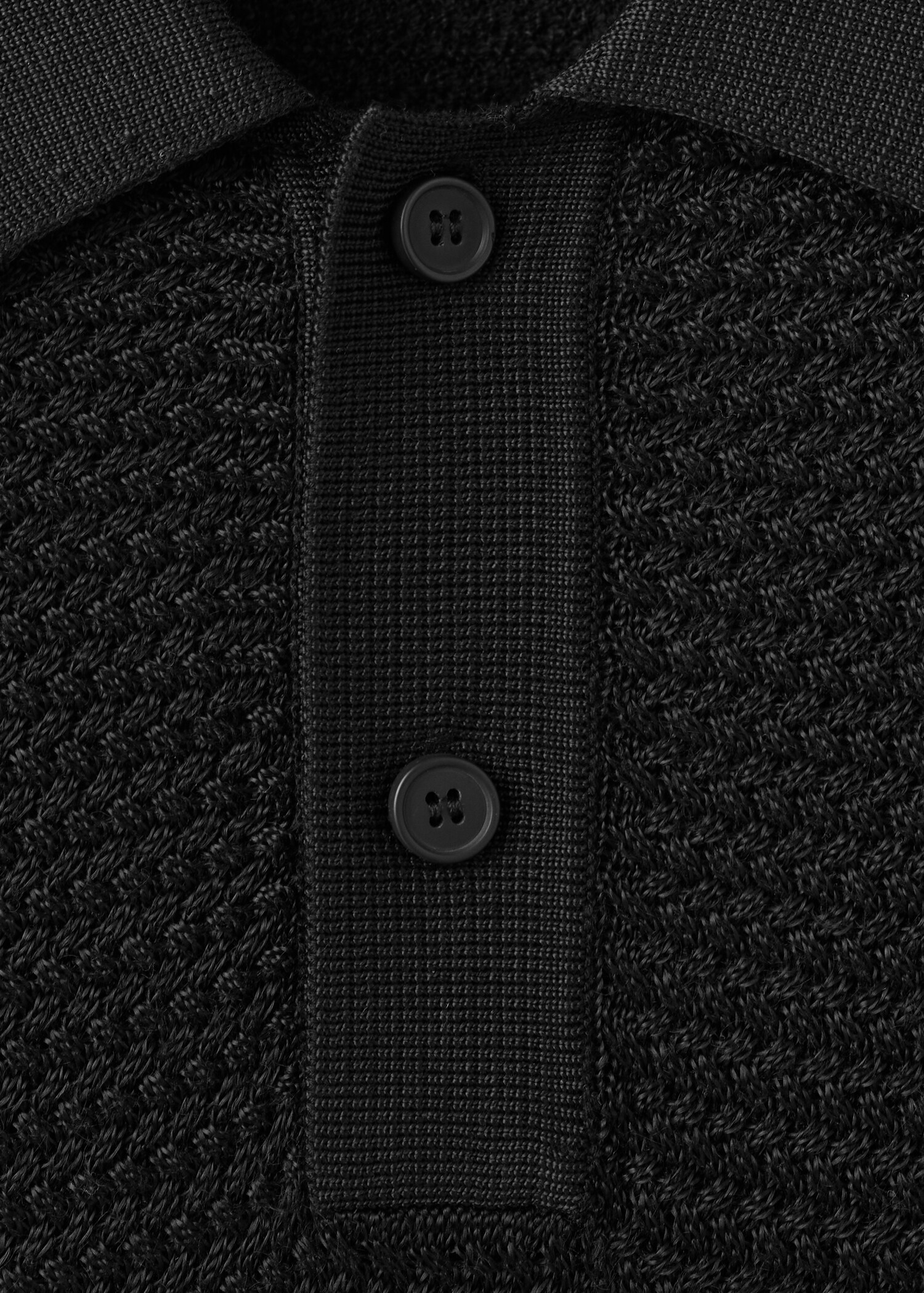 Fine-knit ribbed cotton polo shirt - Details of the article 8
