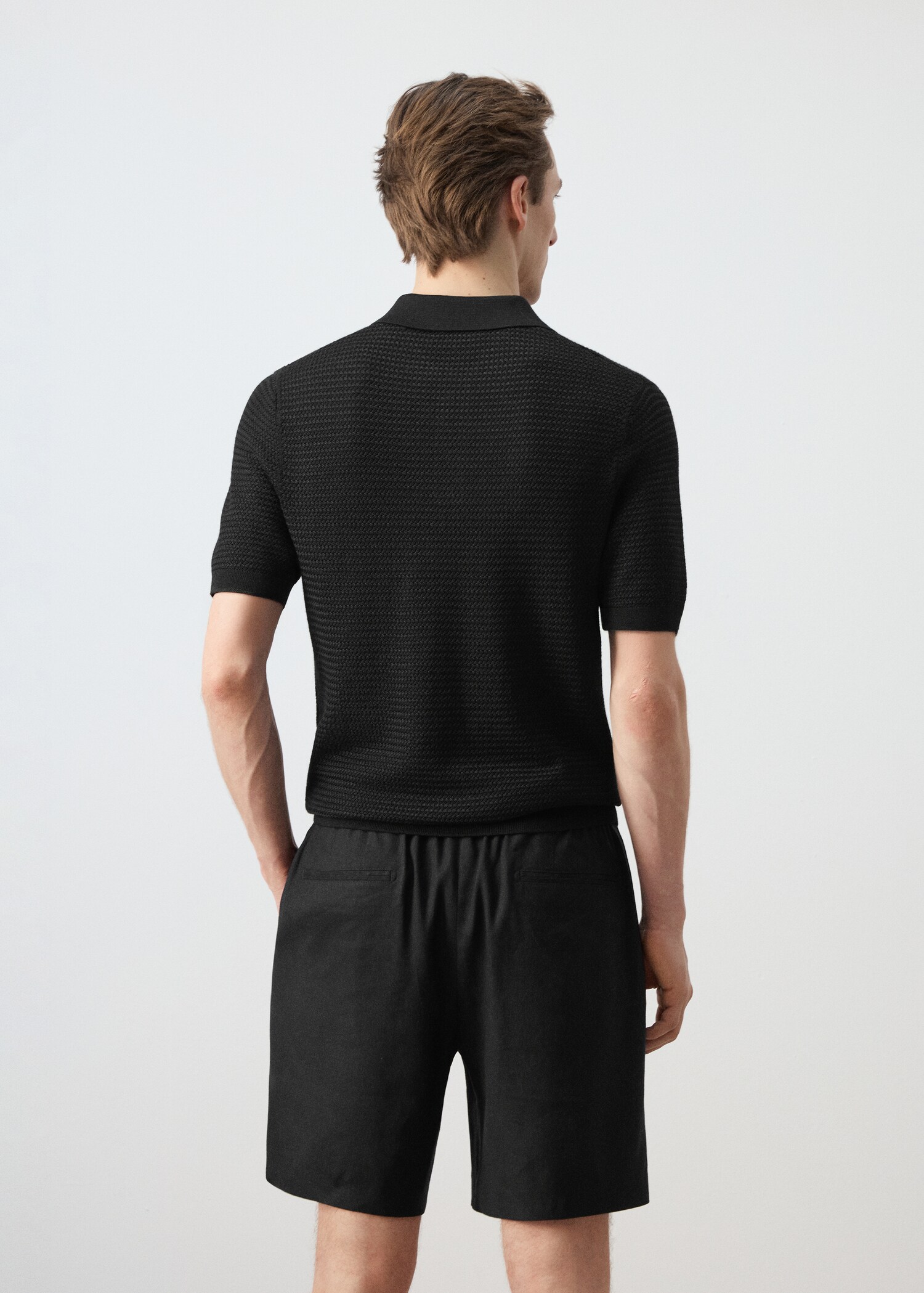 Fine-knit ribbed cotton polo shirt - Reverse of the article