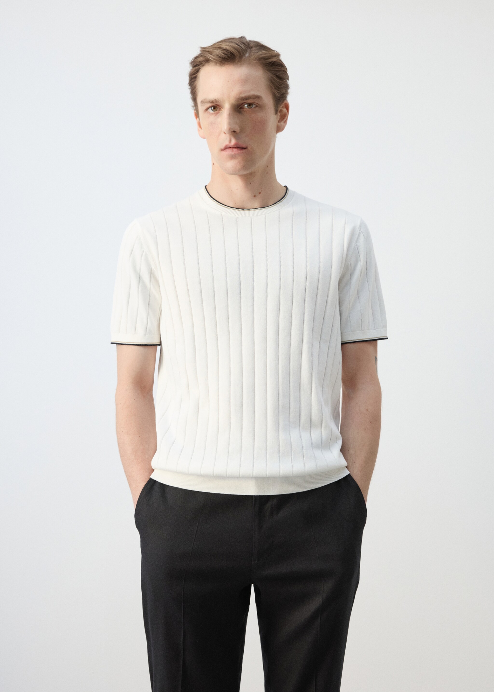 Fine jersey 100% cotton T-shirt - Medium plane, Off White. Ref: 27037916-00.