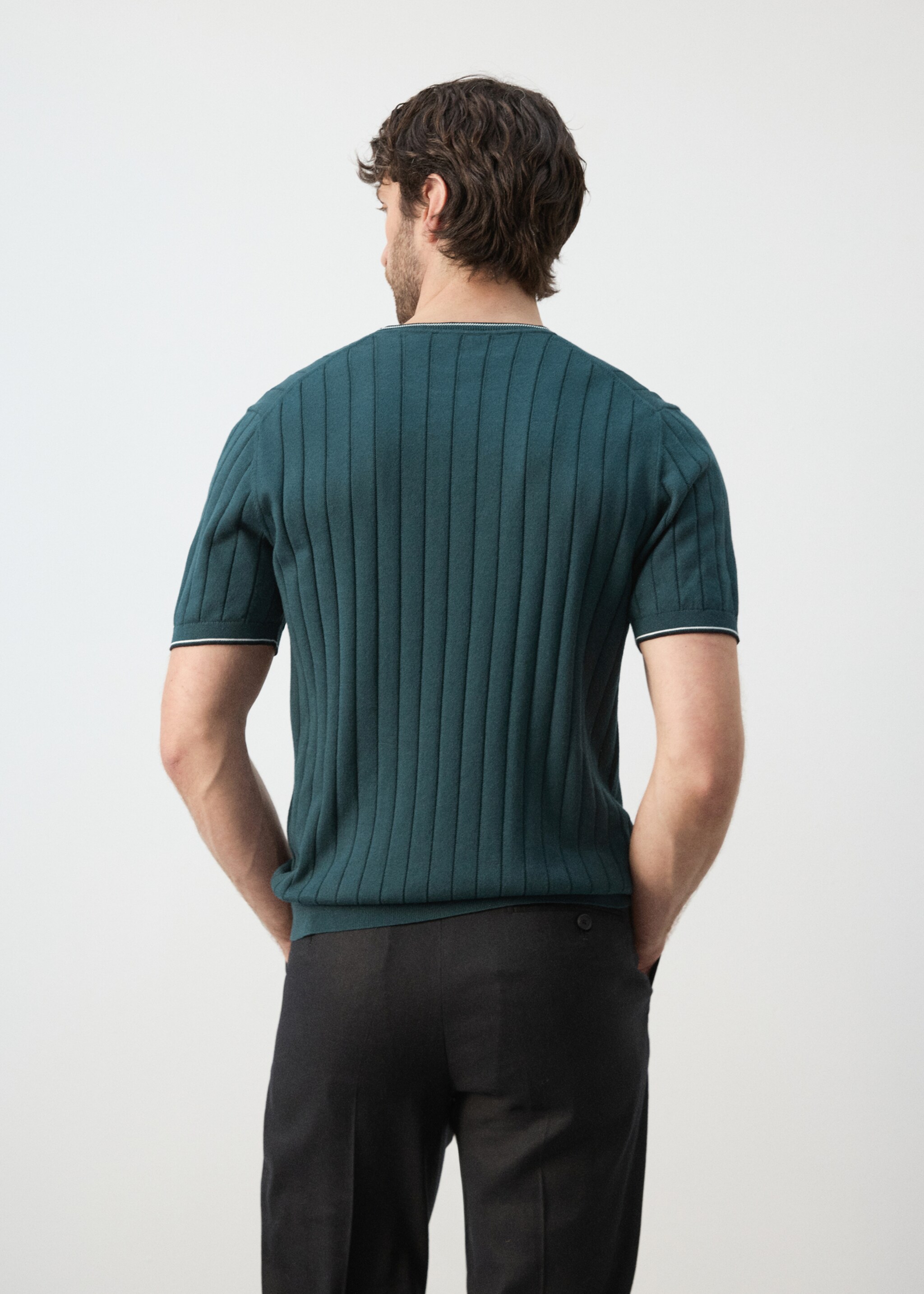 Fine jersey 100% cotton T-shirt - Reverse of the article, Forest Green. Ref: 27037916-00.