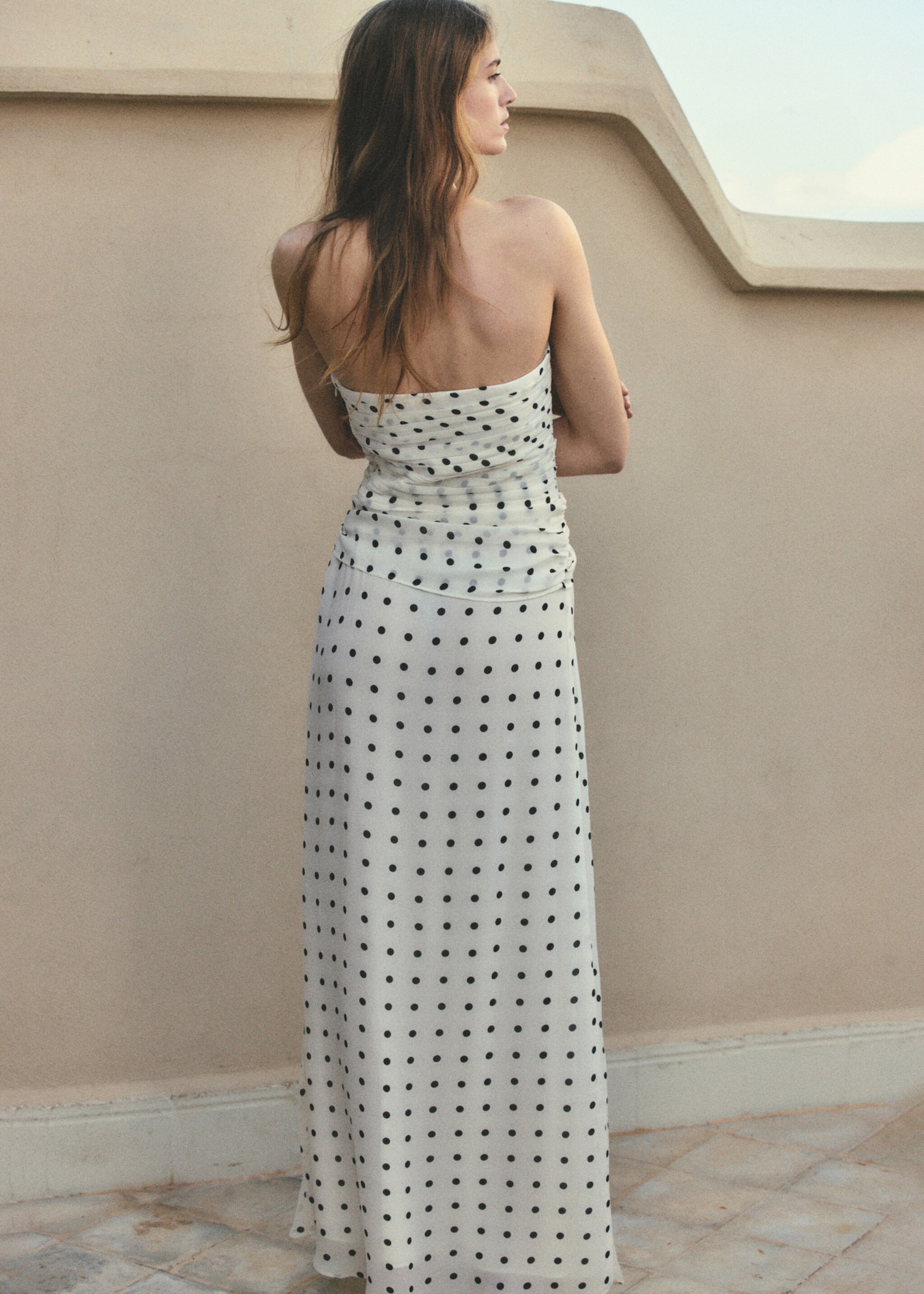 A-line polka-dot dress - Reverse of the article, Off White. Ref: 27037934-00.