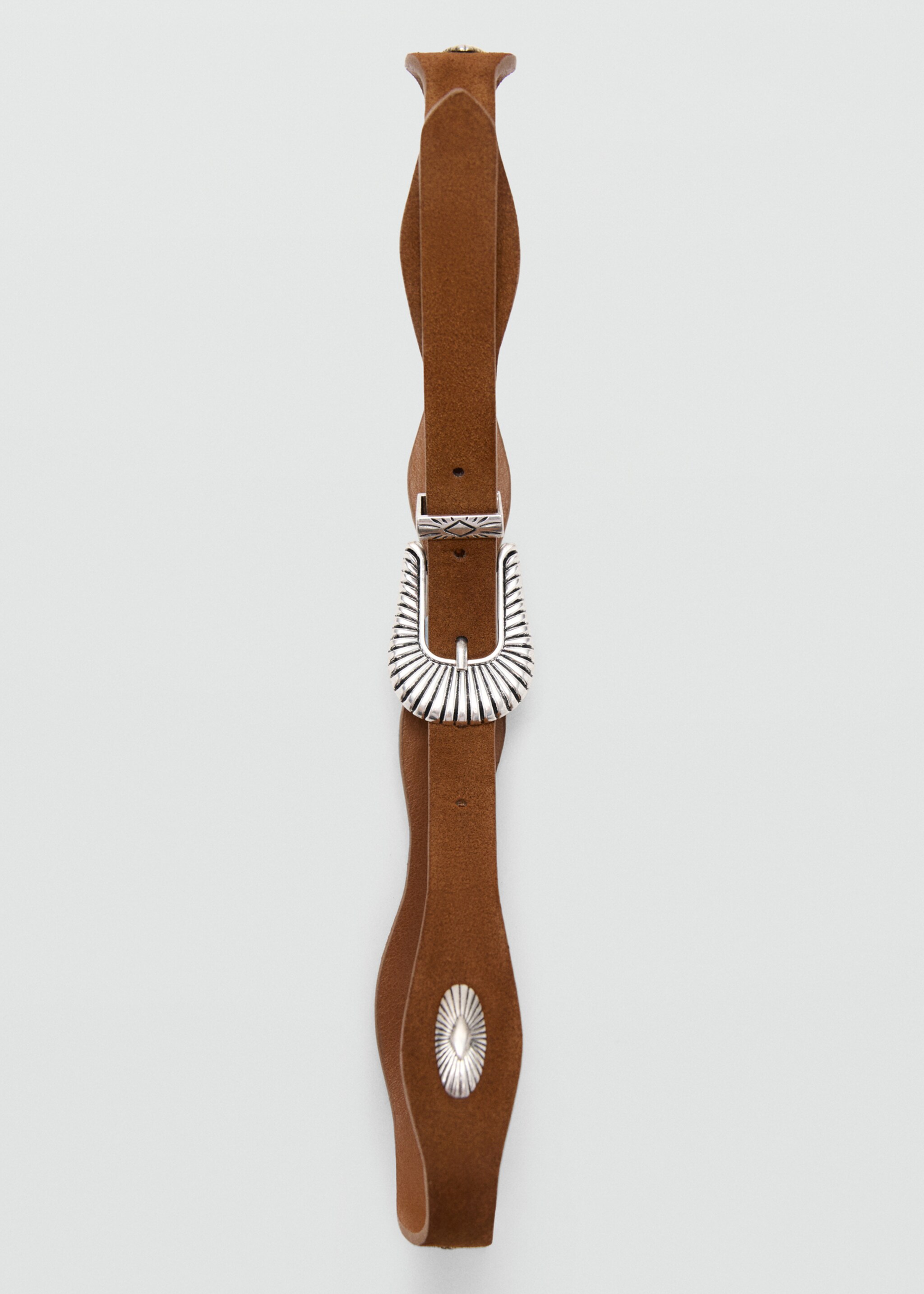 Schmaler Gürtel mit Metallschnalle - Detail des Artikels 2, Mittelbraun. Ref: 27037936-00.