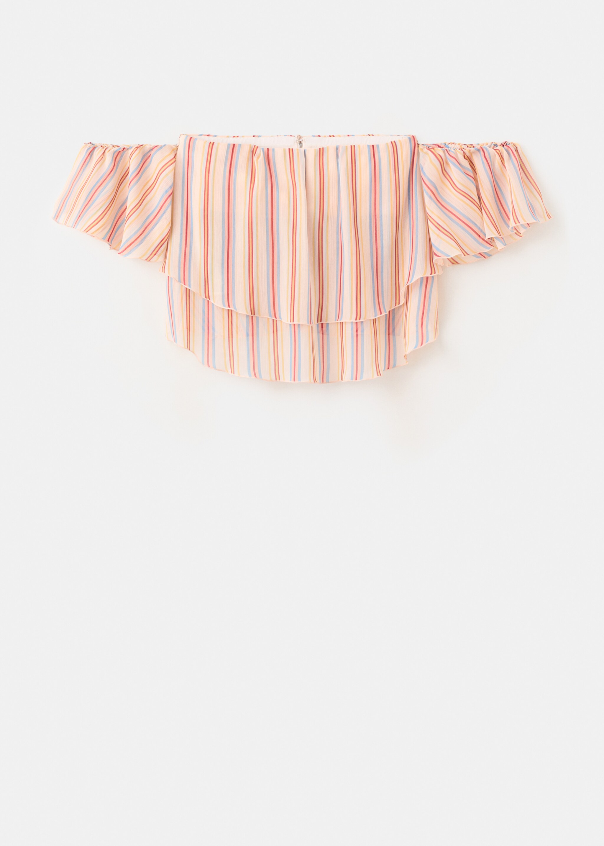 Ruffles stripe-patterned blouse - Article without model, Ecru. Ref: 27037943-00.