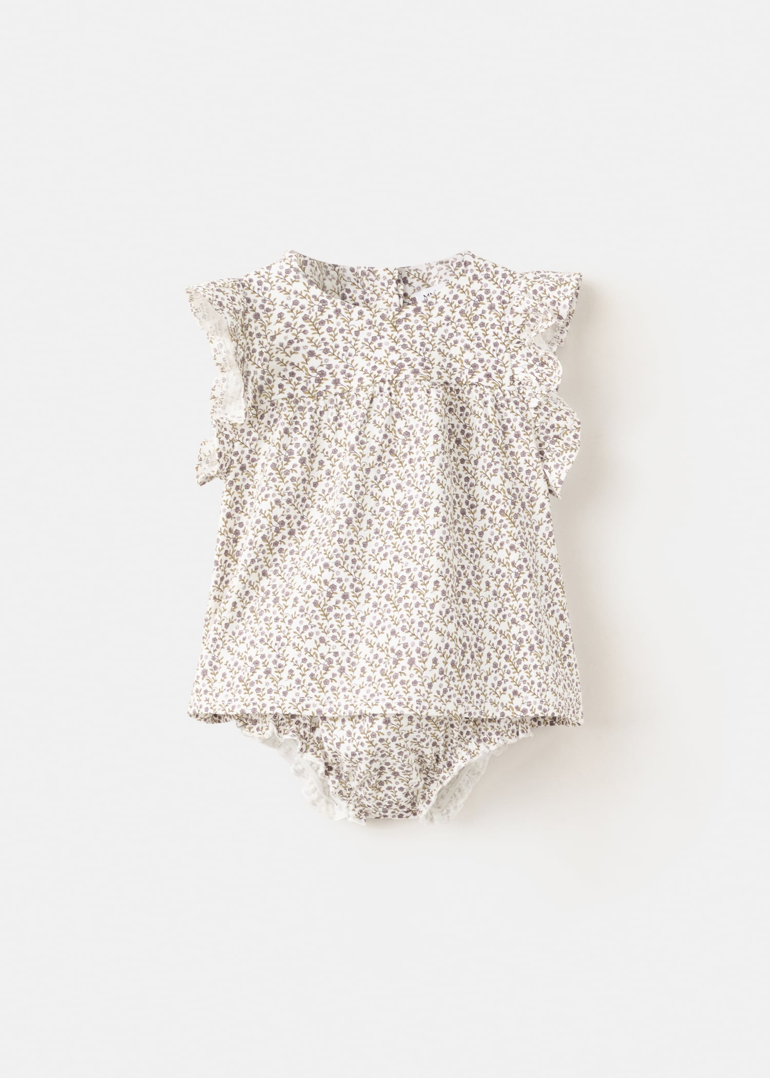 Cotton dress and romper with floral print - Article without model