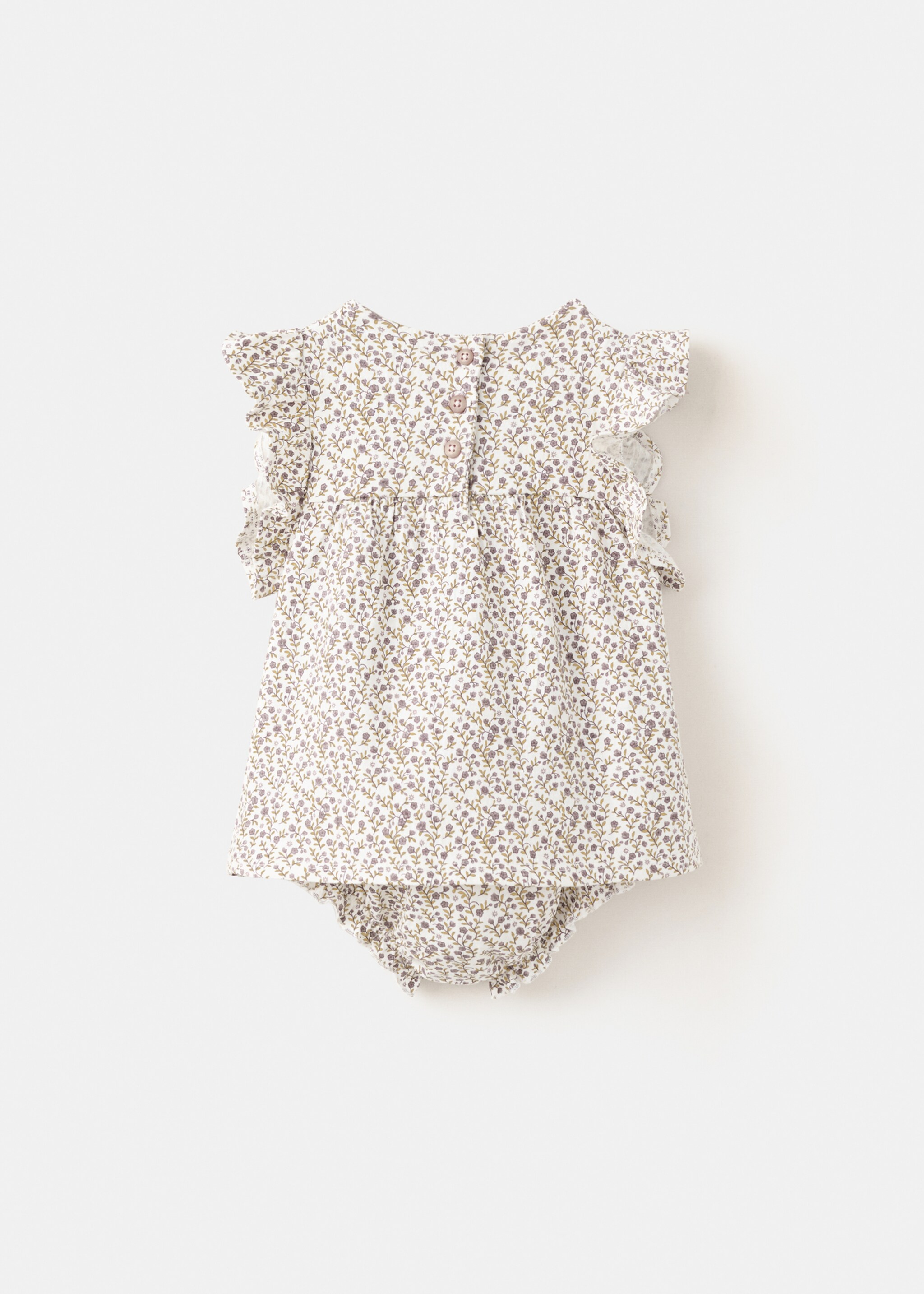 Cotton dress and romper with floral print - Reverse of the article, Off White. Ref: 27038263-00.