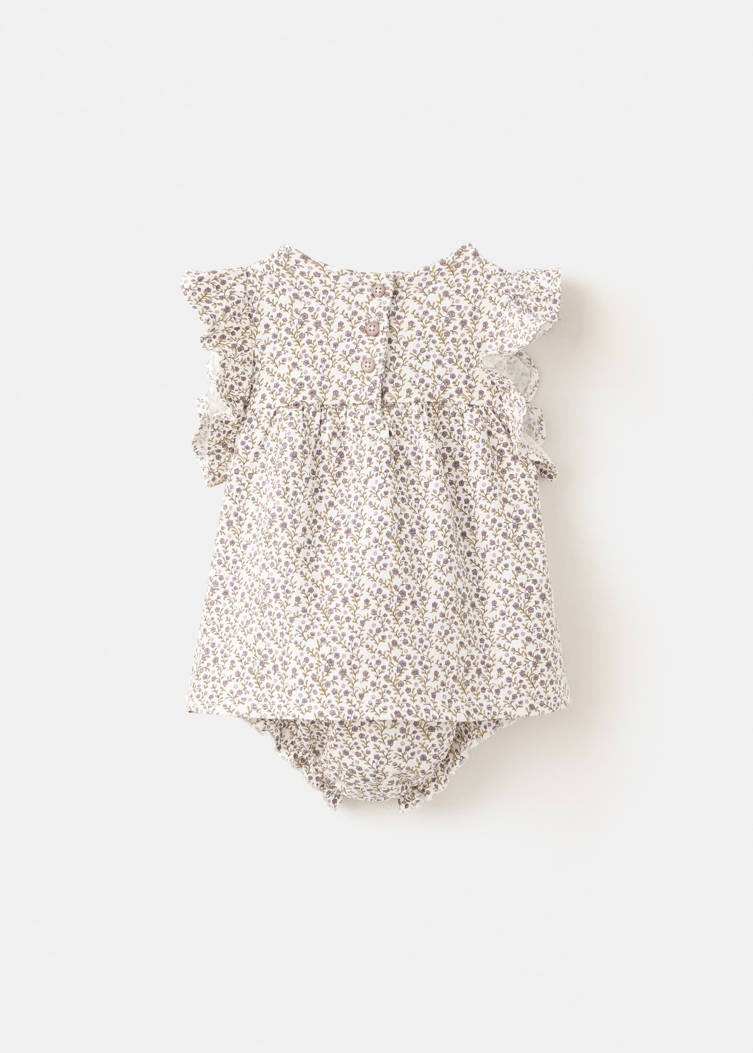 Cotton dress and romper with floral print - Reverse of the article