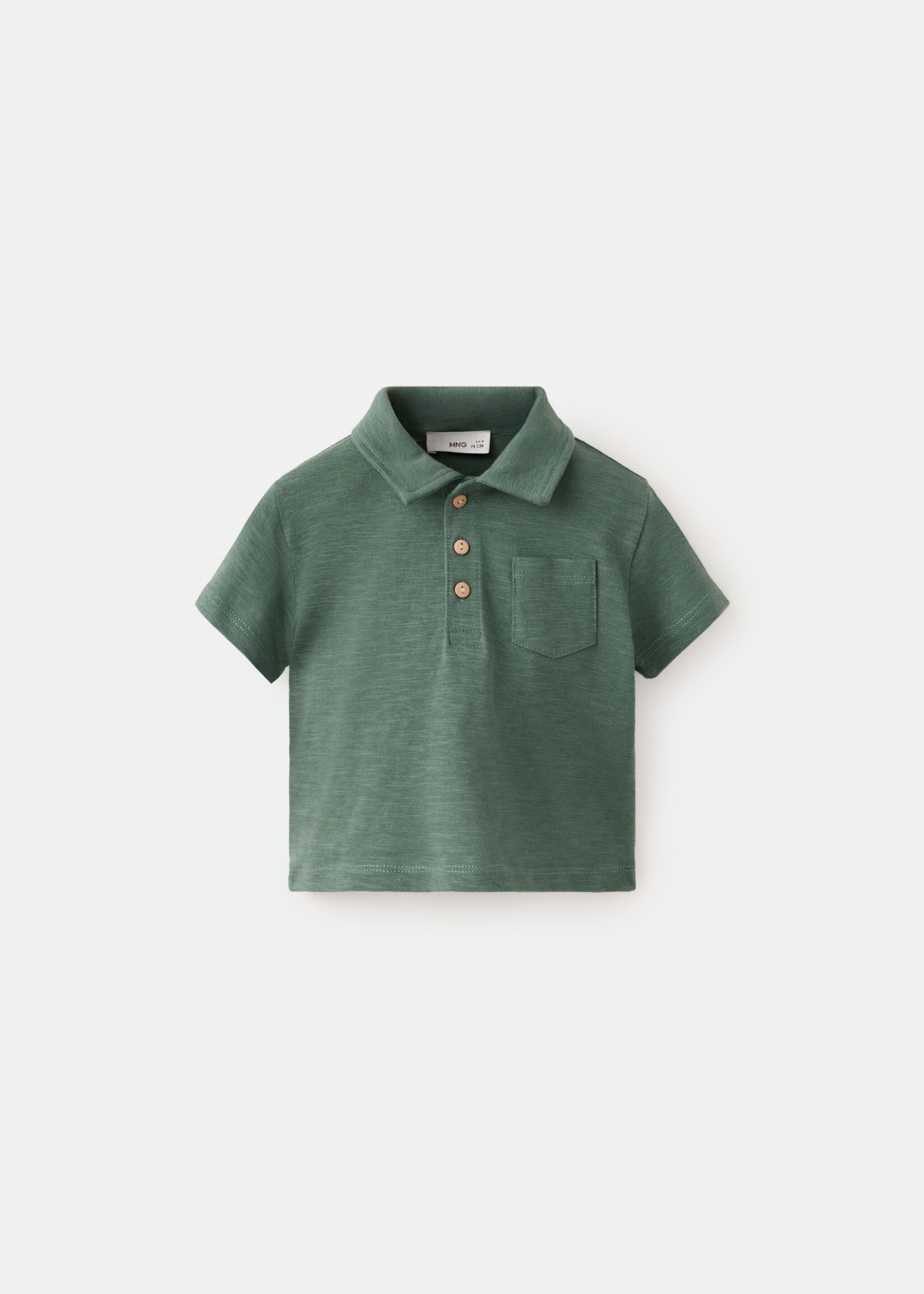 Chest-pocket cotton pocket polo shirt - Article without model, Green. Ref: 27038265-00.