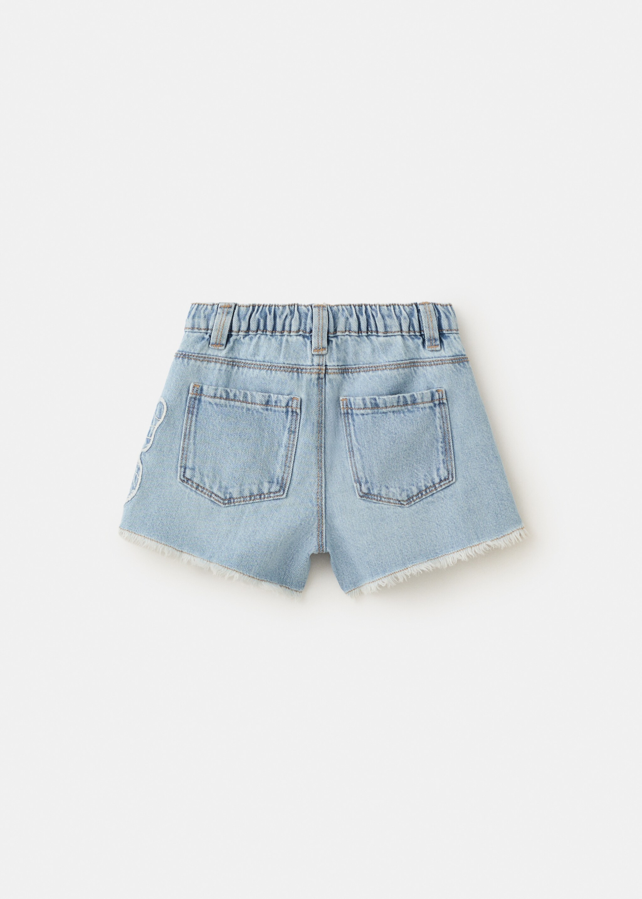 Embroidered butterfly denim shorts - Reverse of the article, Light Blue. Ref: 27038270-00.