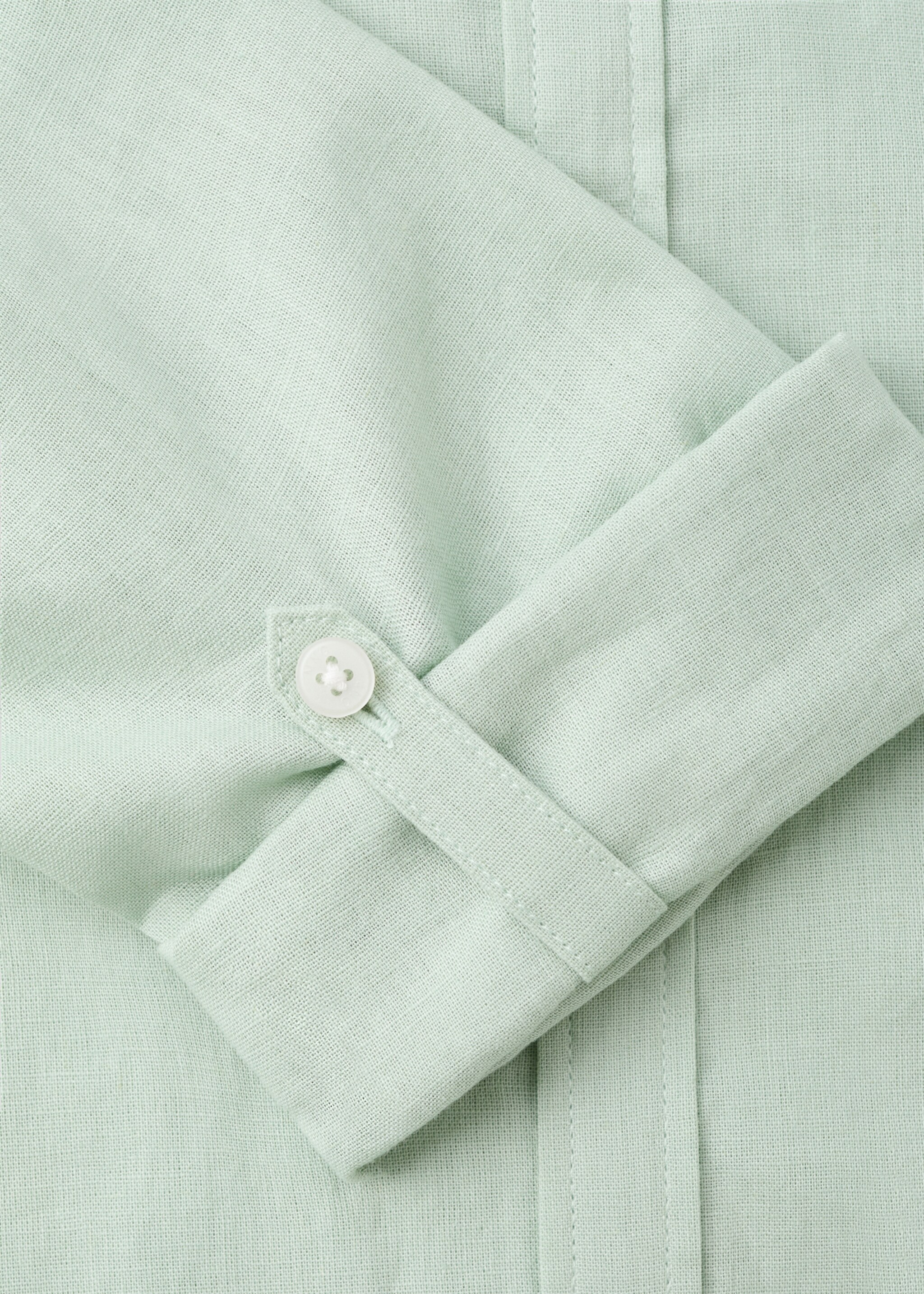 Cotton linen-blend shirt - Details of the article 0, Dark Green. Ref: 27038659-00.