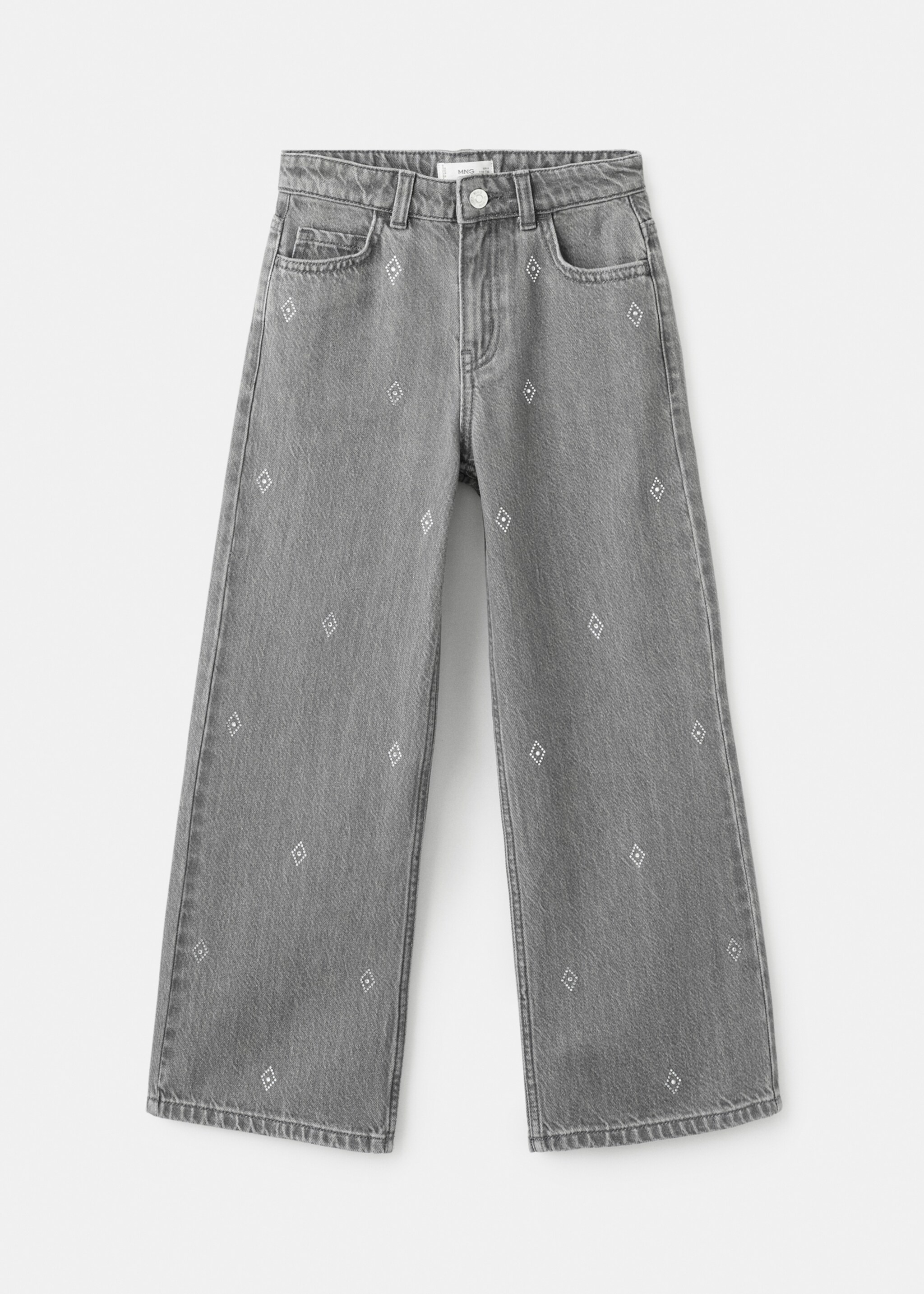 Wideleg rhinestone jeans - Article without model, Denim Grey. Ref: 27041171-00.