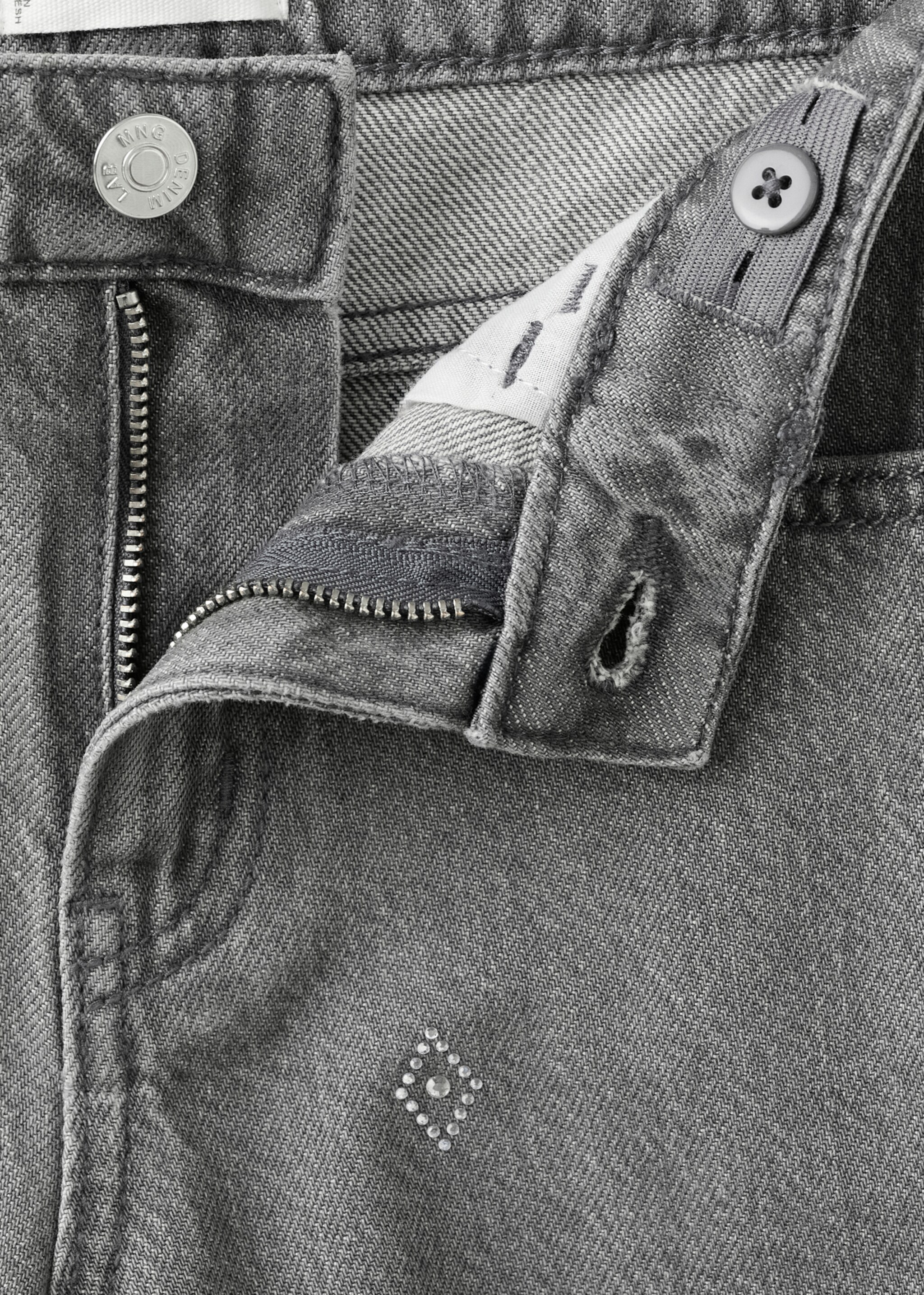 Wideleg rhinestone jeans - Details of the article 0, Denim Grey. Ref: 27041171-00.