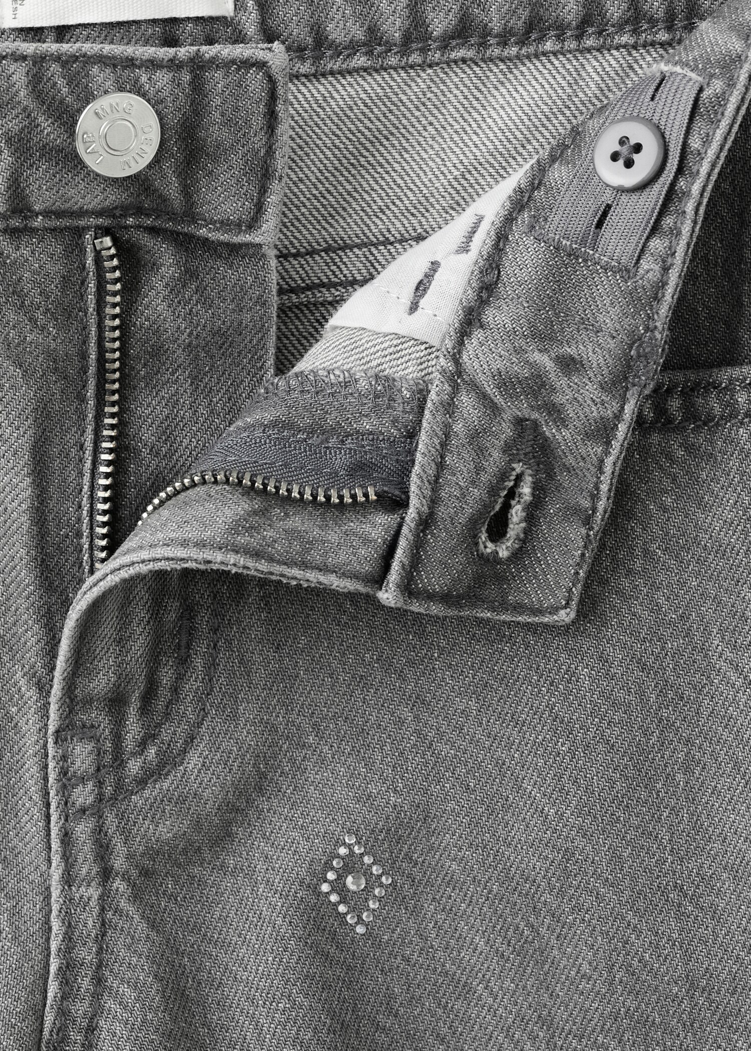 Wideleg rhinestone jeans - Details of the article 0