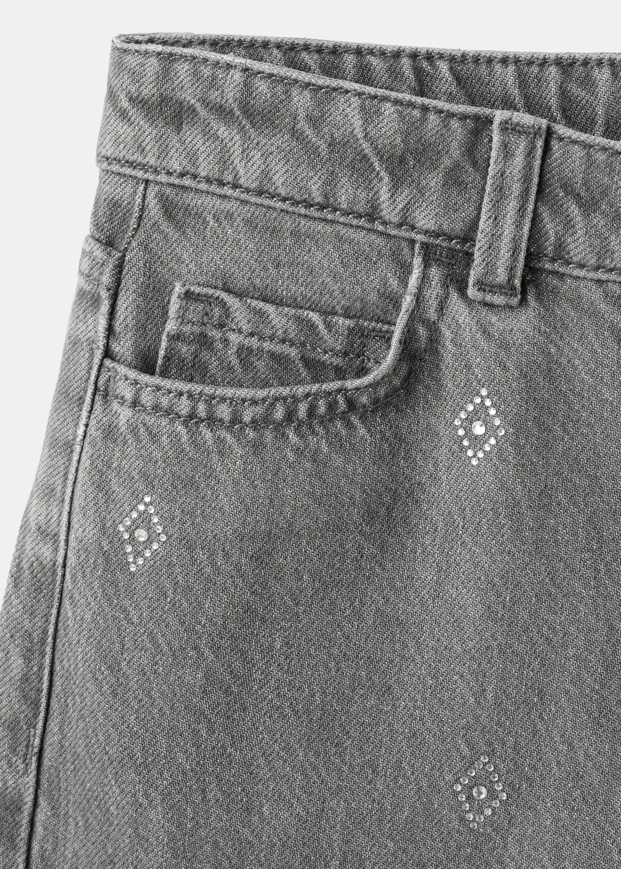 Wideleg rhinestone jeans - Details of the article 8, Denim Grey. Ref: 27041171-00.