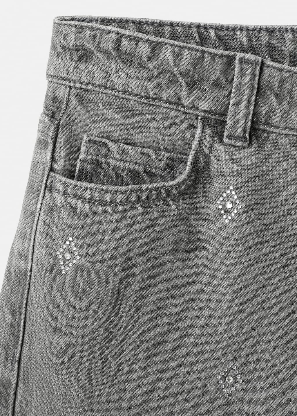 Wide leg rhinestone jeans