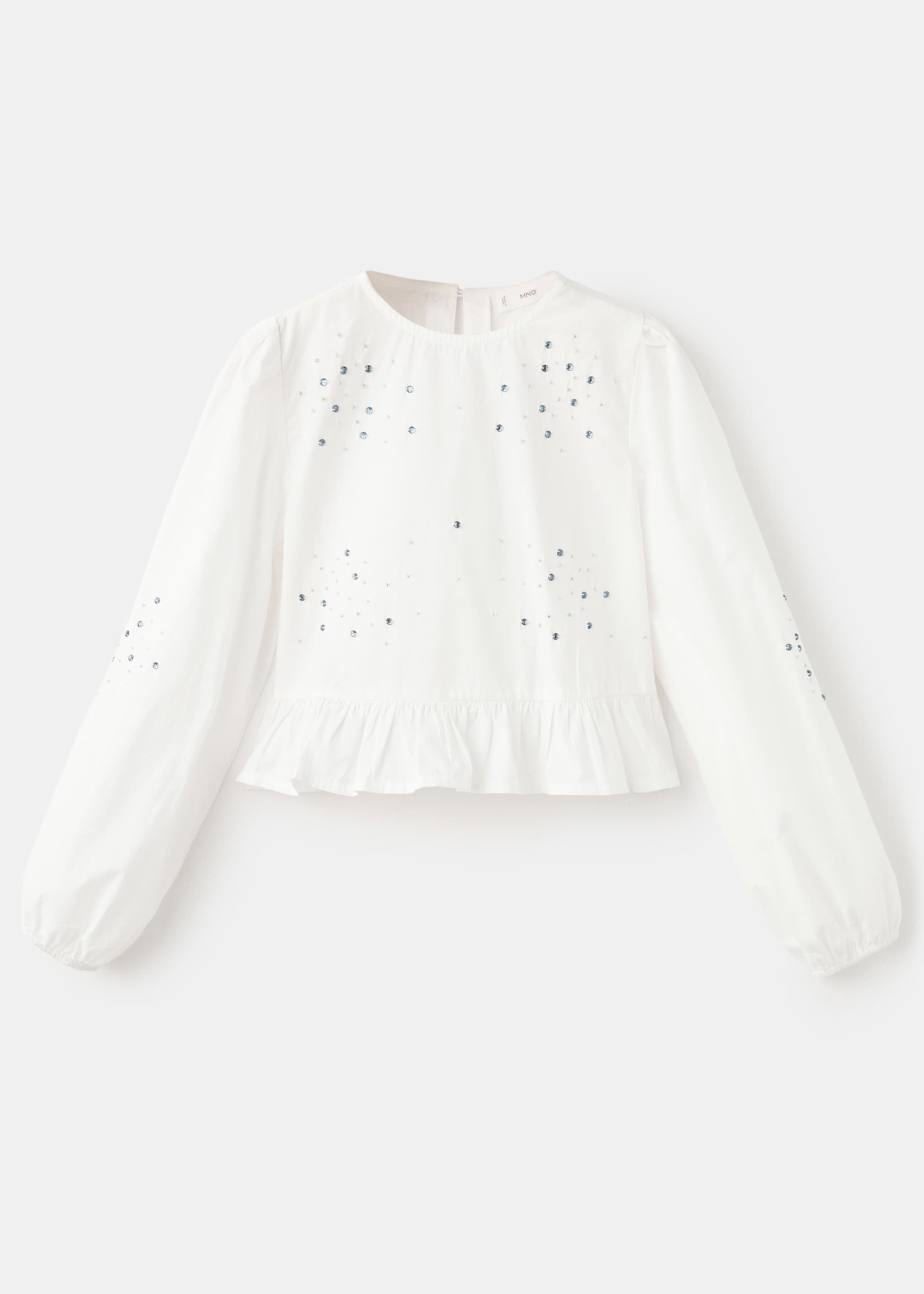 Beaded embroidered blouse - Article without model, White. Ref: 27041174-00.