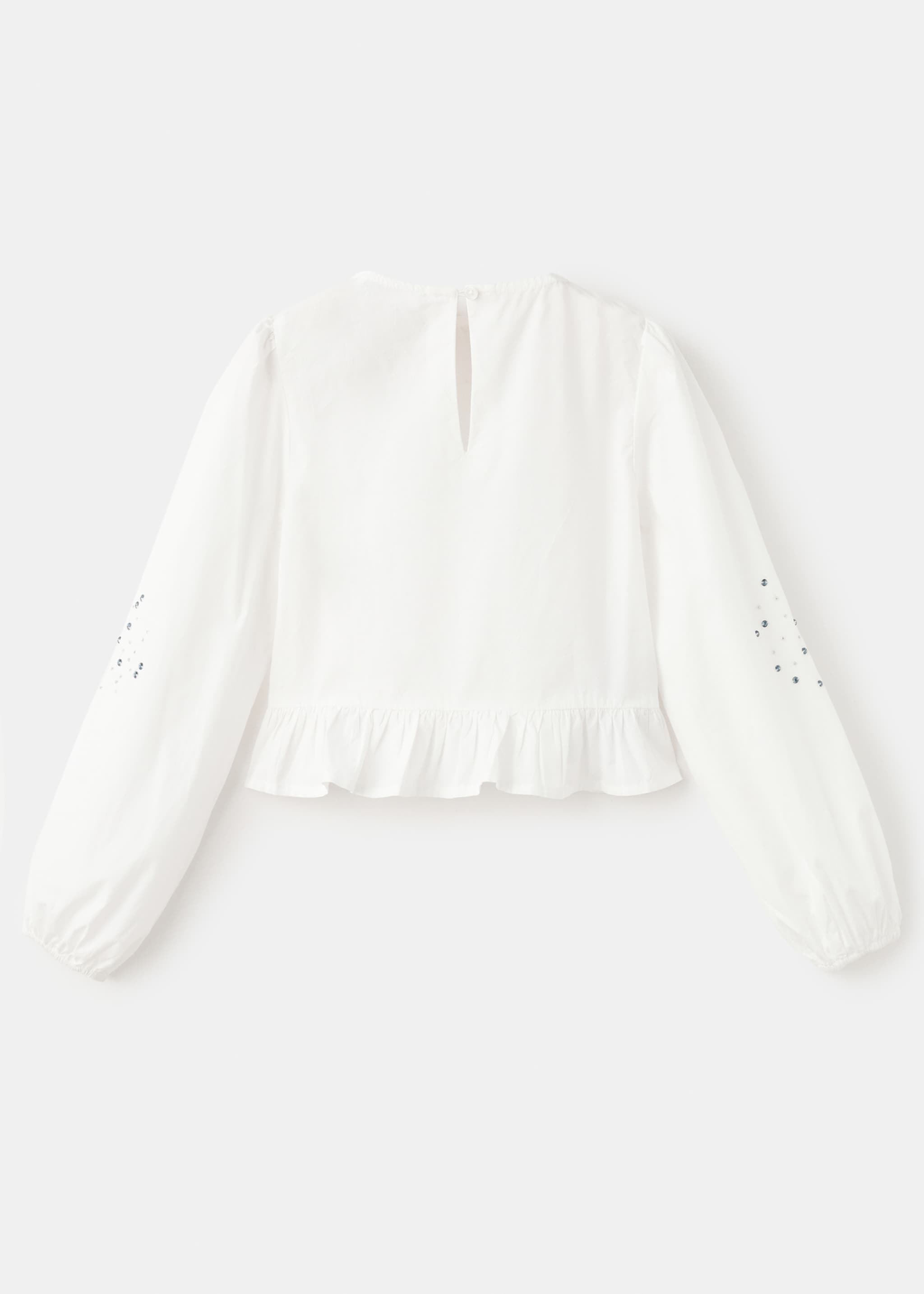 Beaded embroidered blouse - Reverse of the article, White. Ref: 27041174-00.